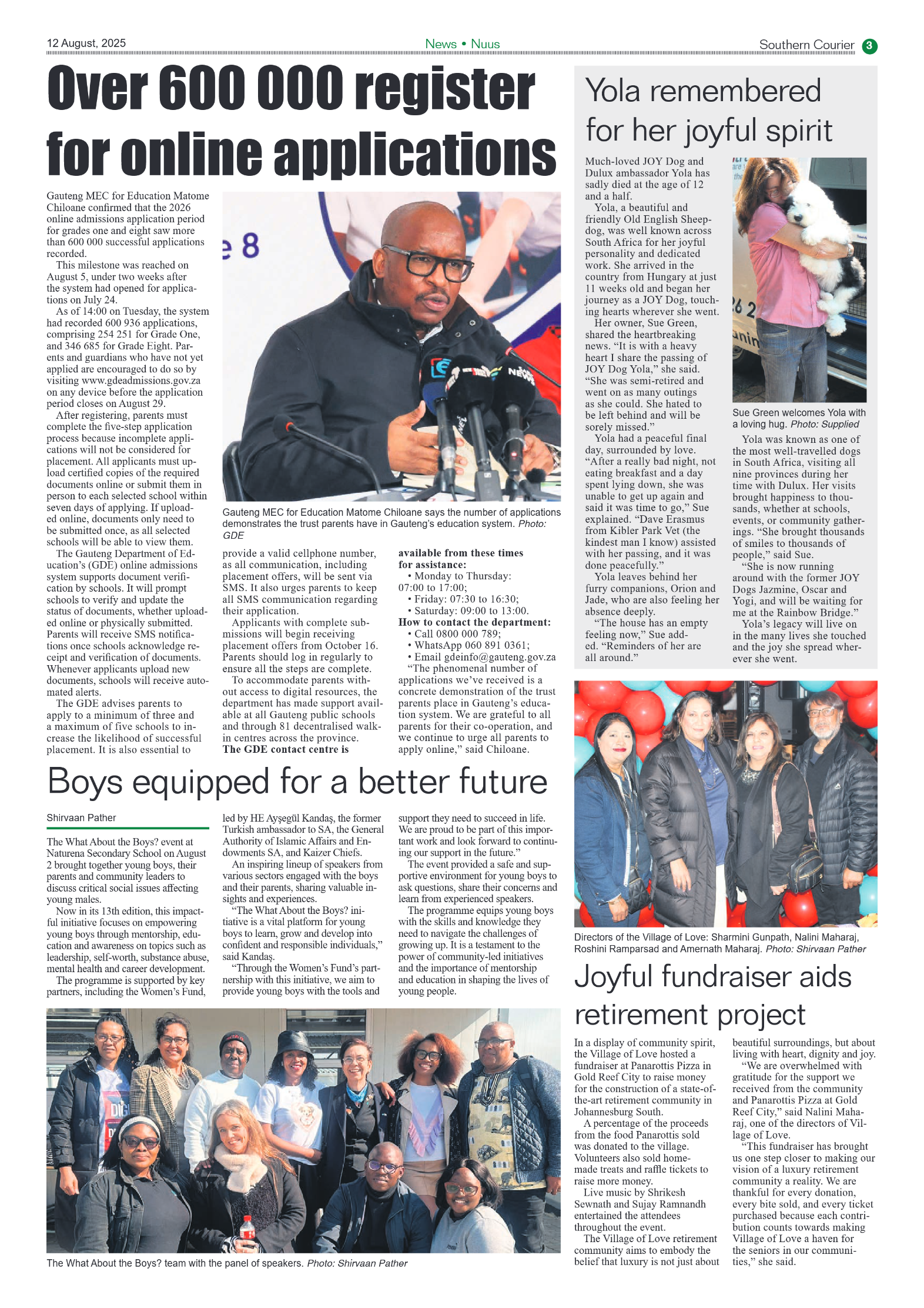 Southern Courier 12 August 2025 page 3