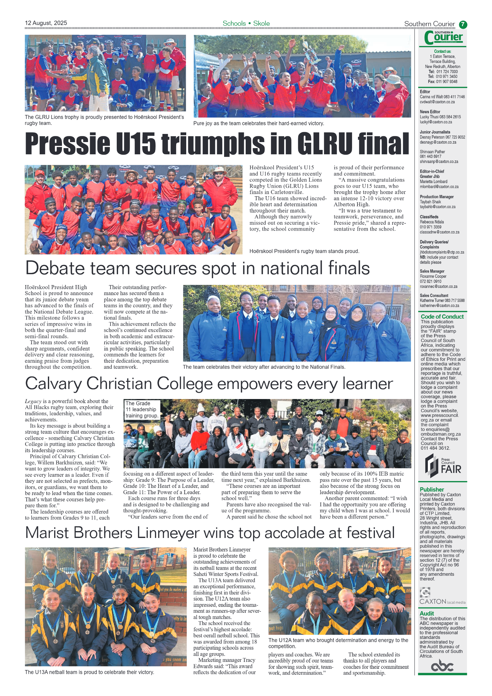 Southern Courier 12 August 2025 page 7