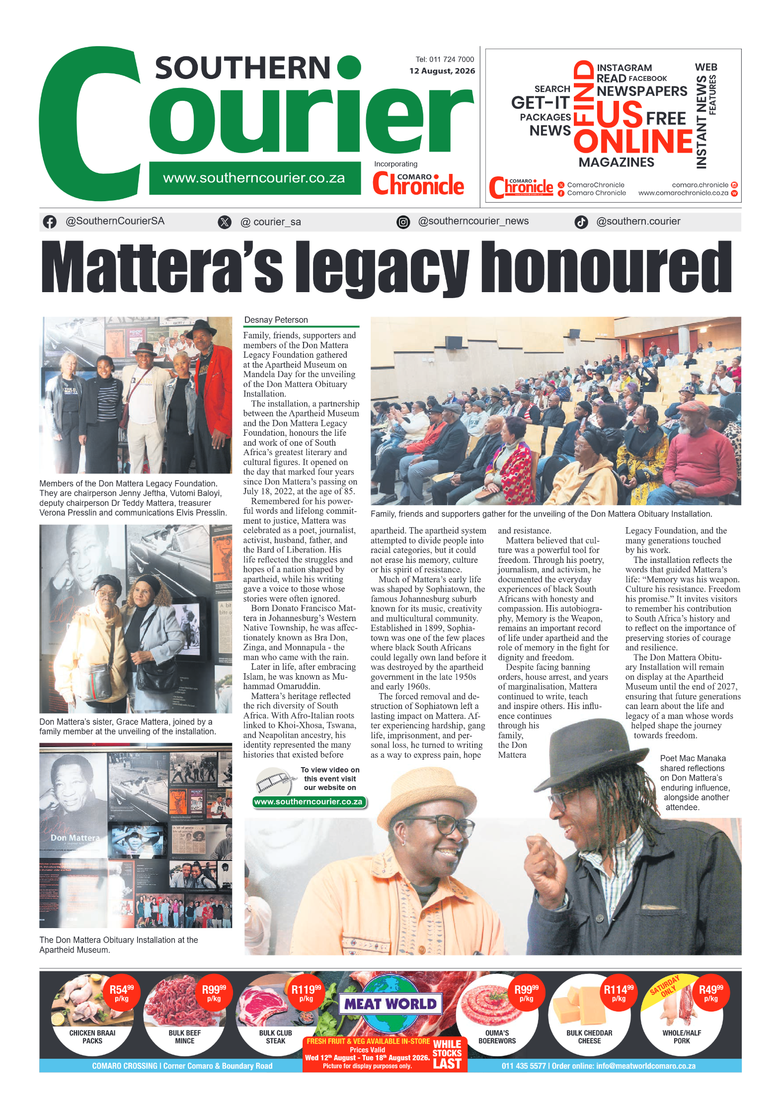 Southern Courier 12 August 2026 page 1