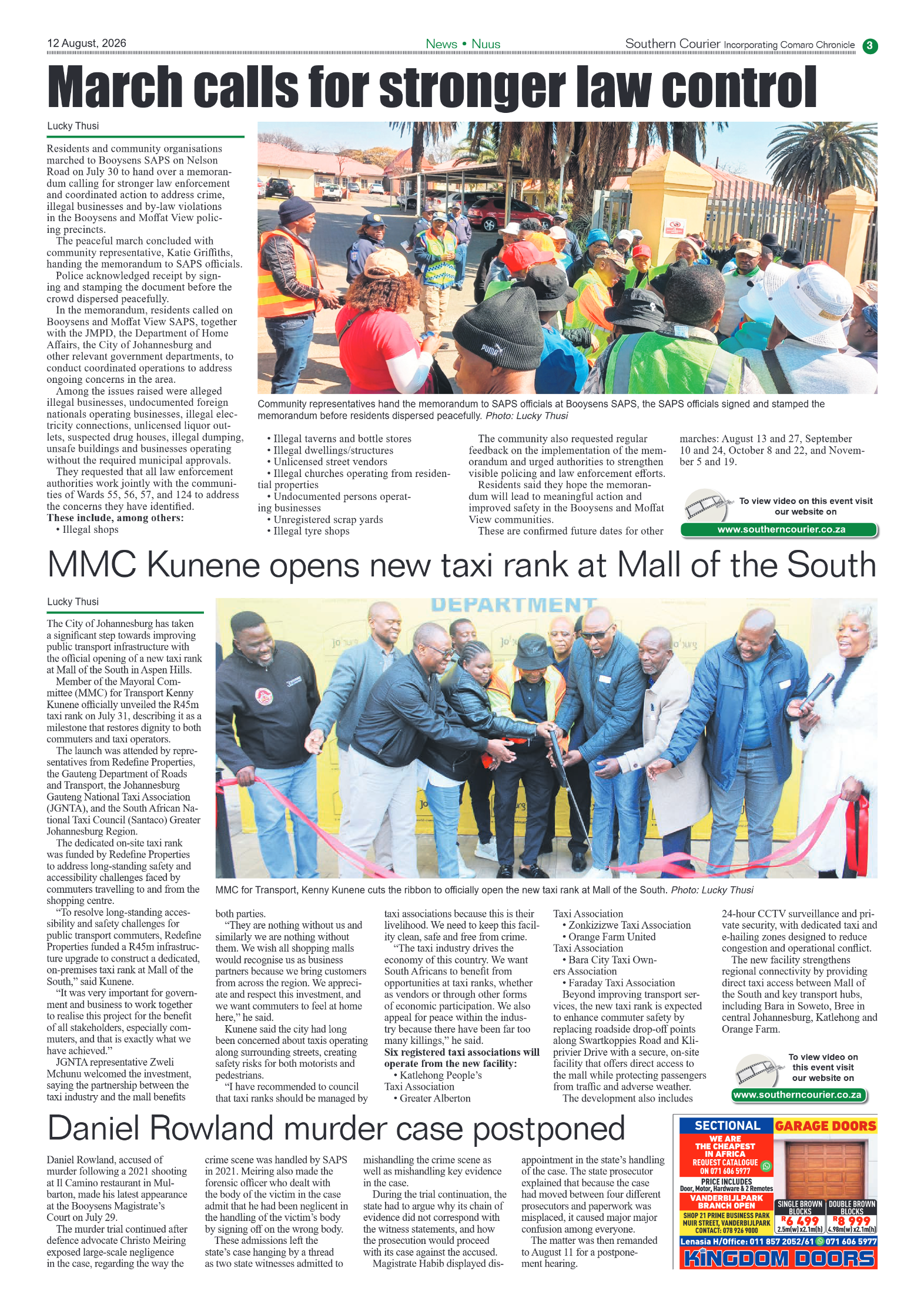 Southern Courier 12 August 2026 page 3