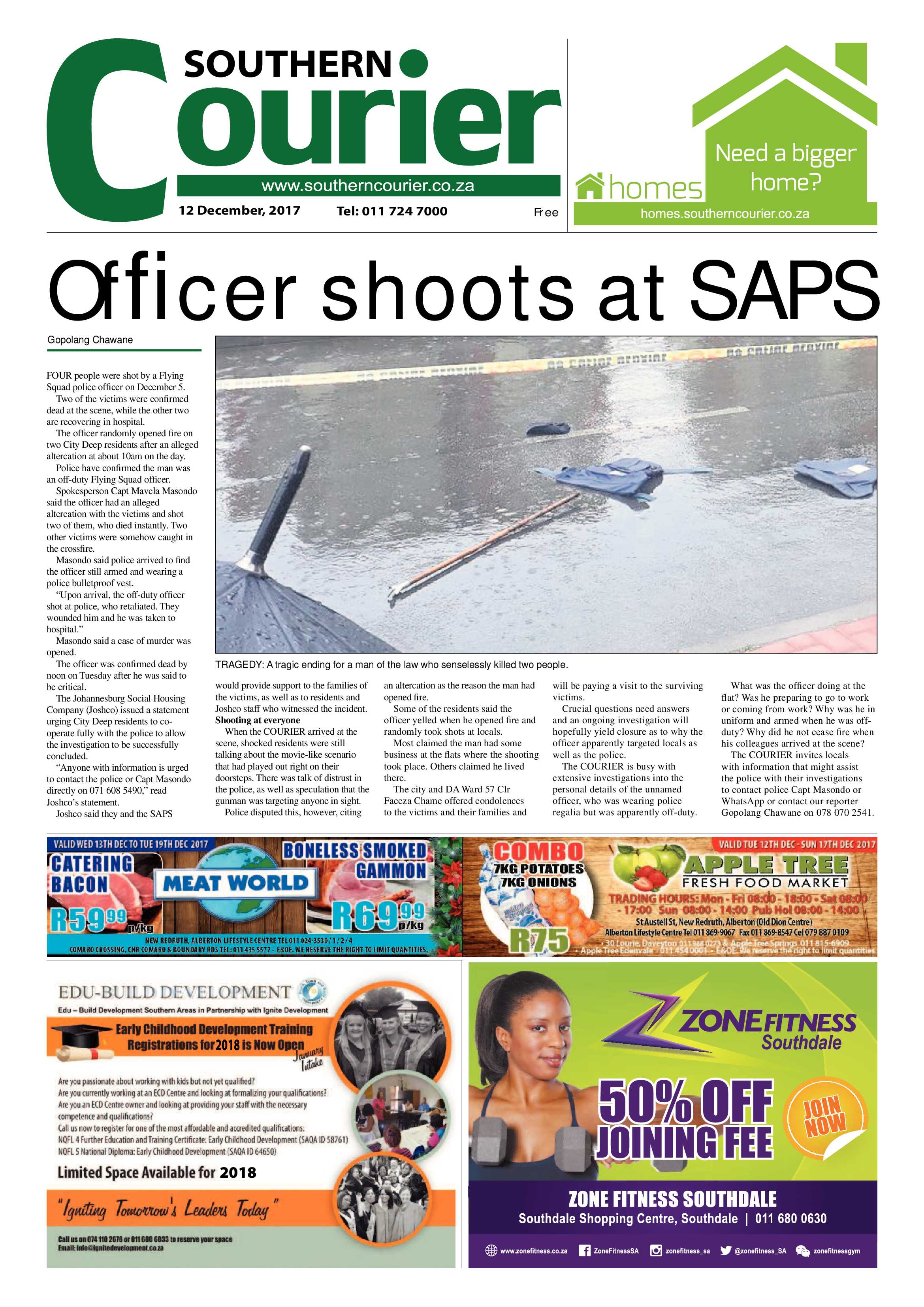 Southern Courier 12 December 2017 page 1