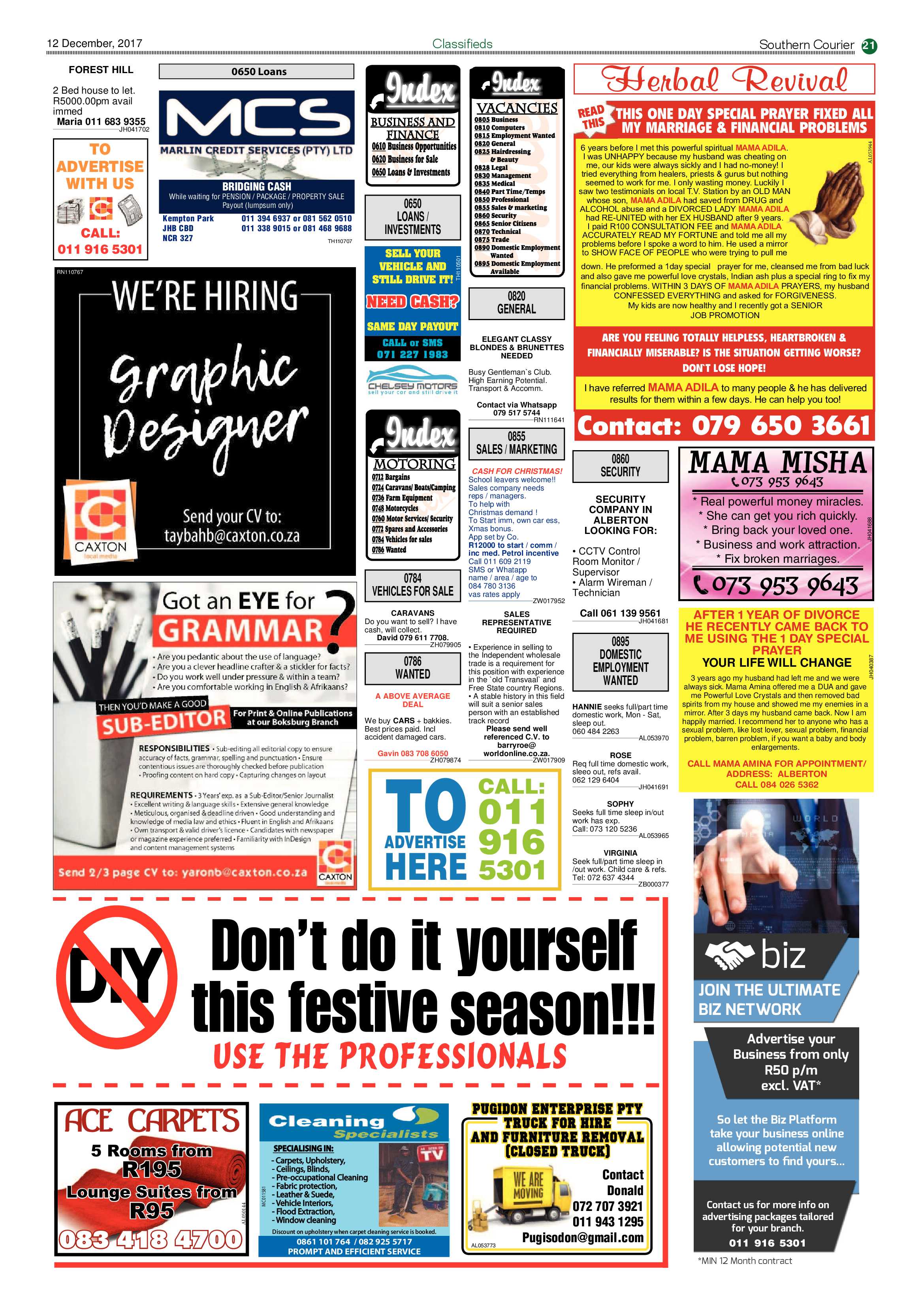 Southern Courier 12 December 2017 page 21