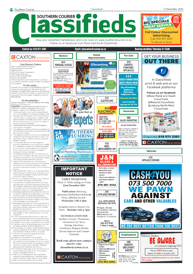 Southern Courier 12 December 2023 page 10