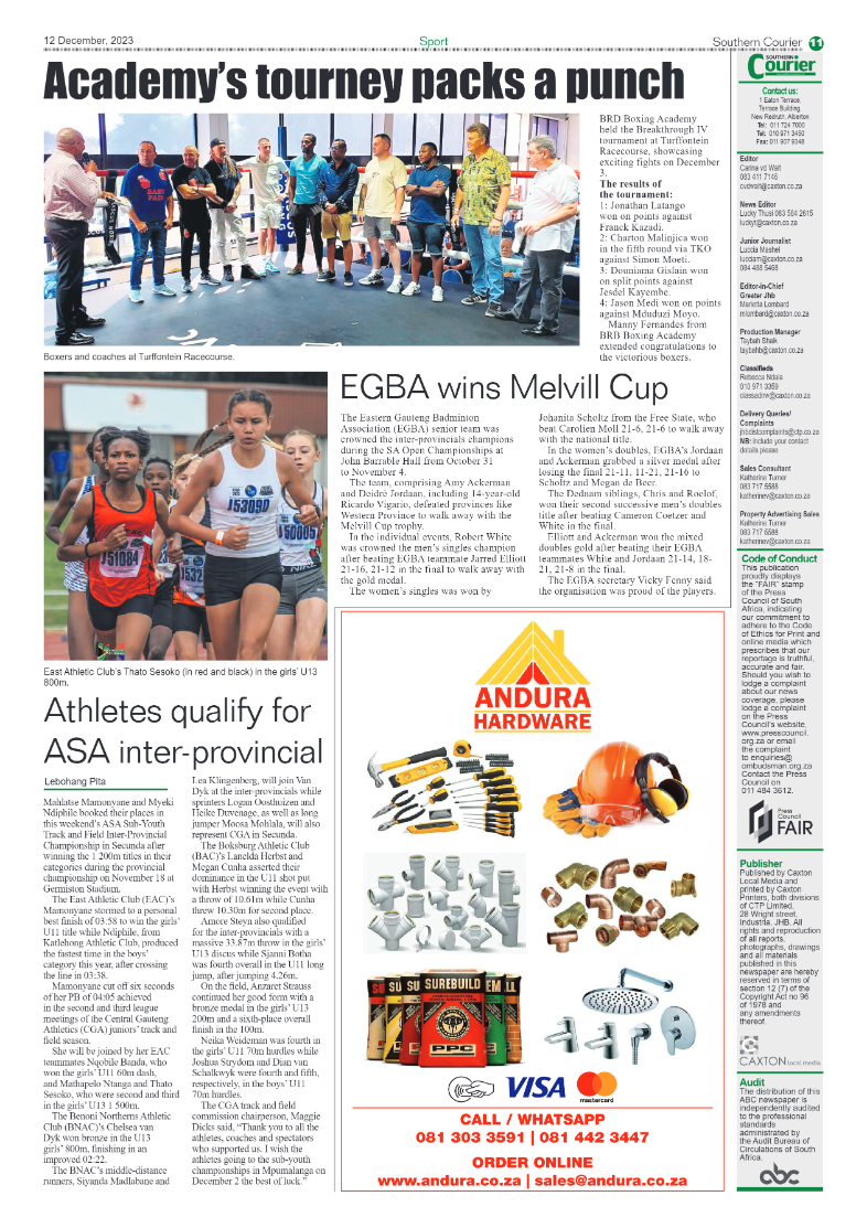 Southern Courier 12 December 2023 page 11