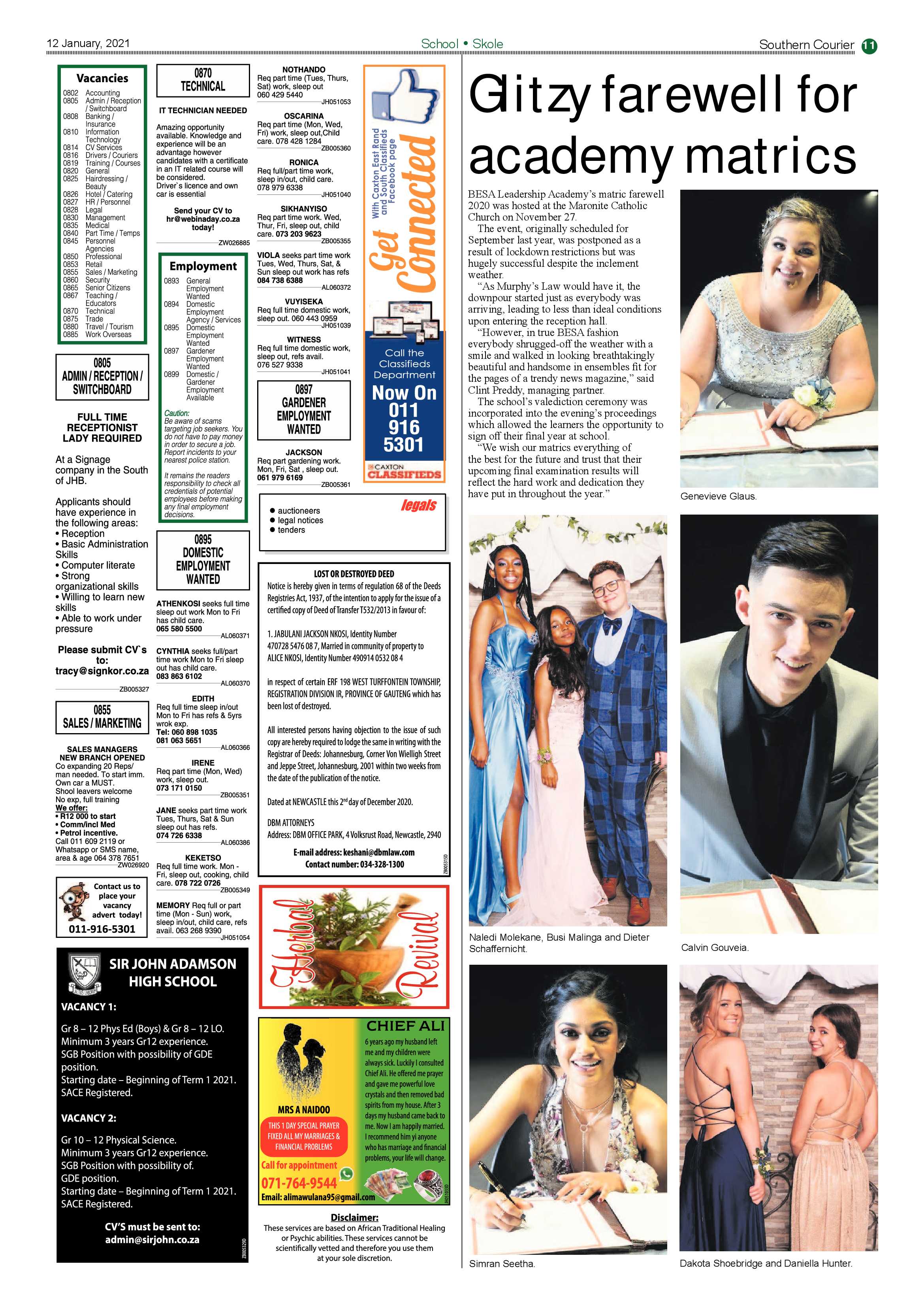 Southern Courier 12 January 2021 page 11