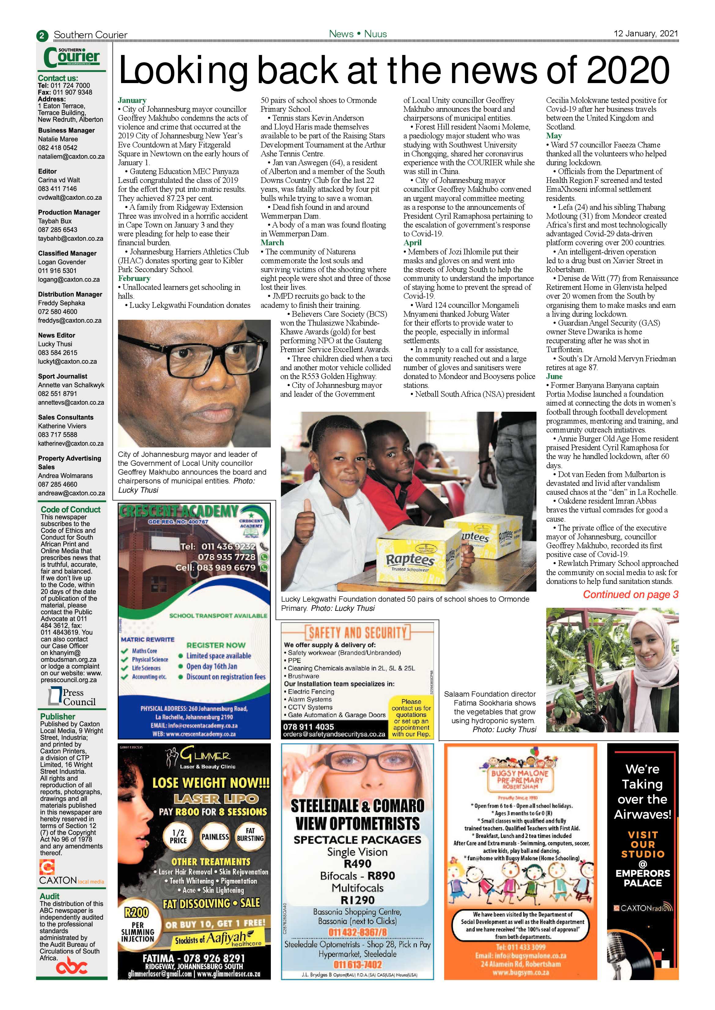 Southern Courier 12 January 2021 page 2