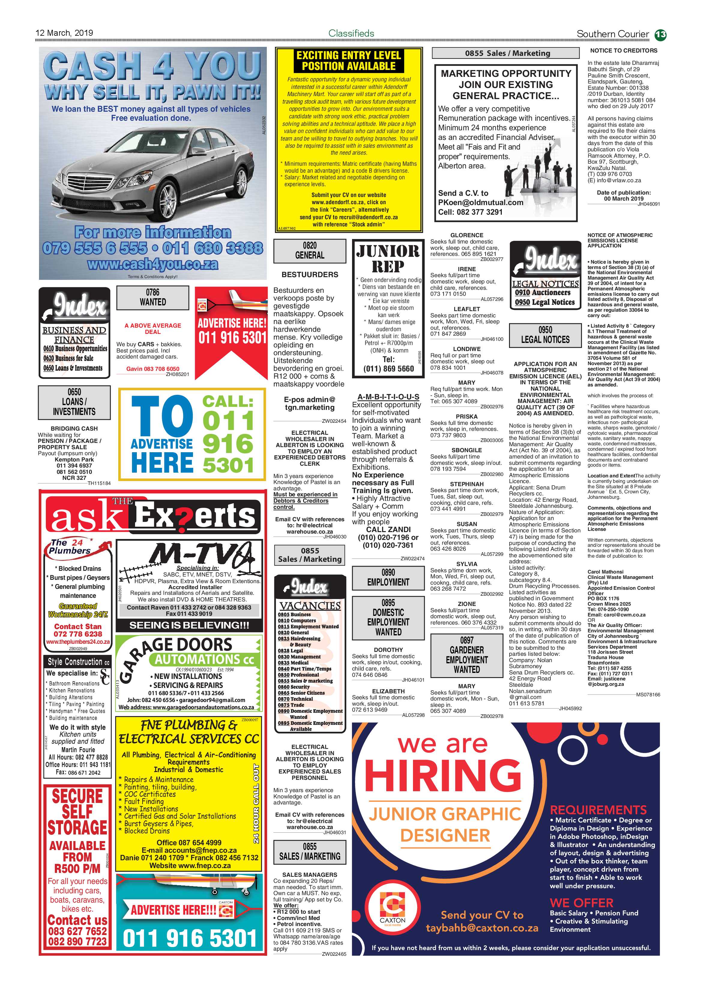 Southern Courier 12 March 2019 page 13