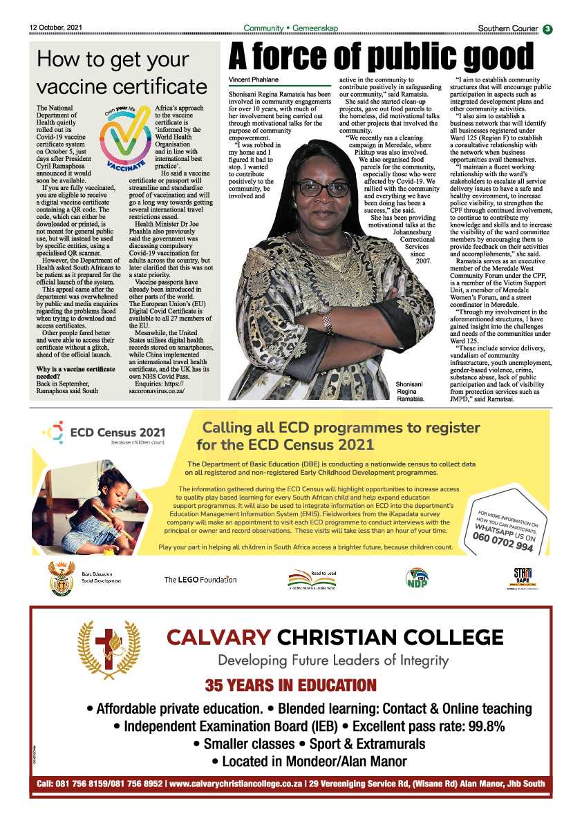 Southern Courier 12 October 2021 page 3