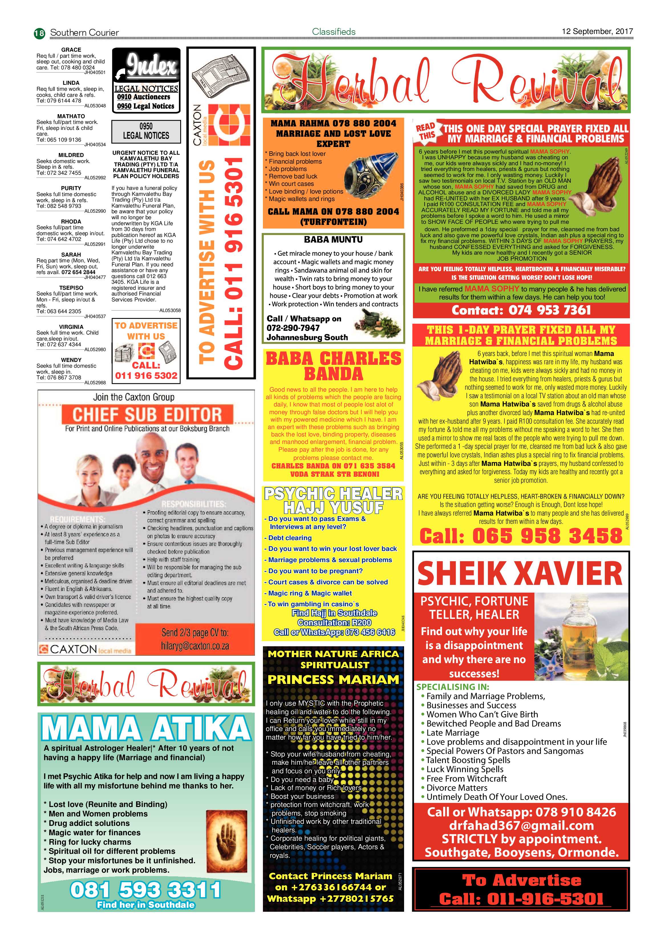Southern Courier 12 September 2017 page 18
