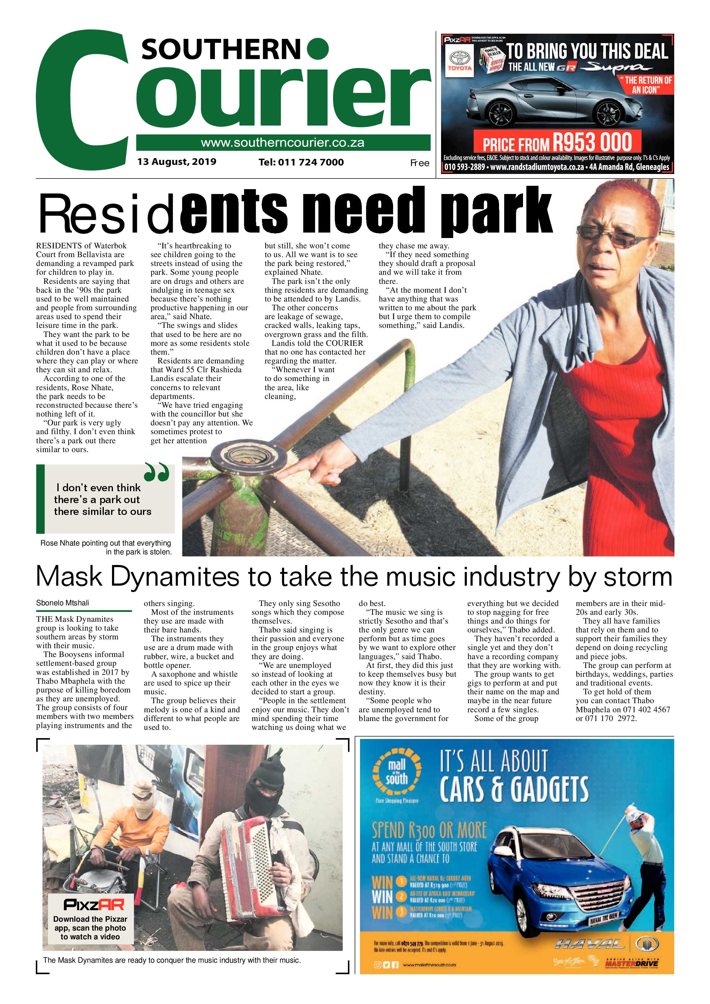 Southern Courier 13 August 2019 page 1