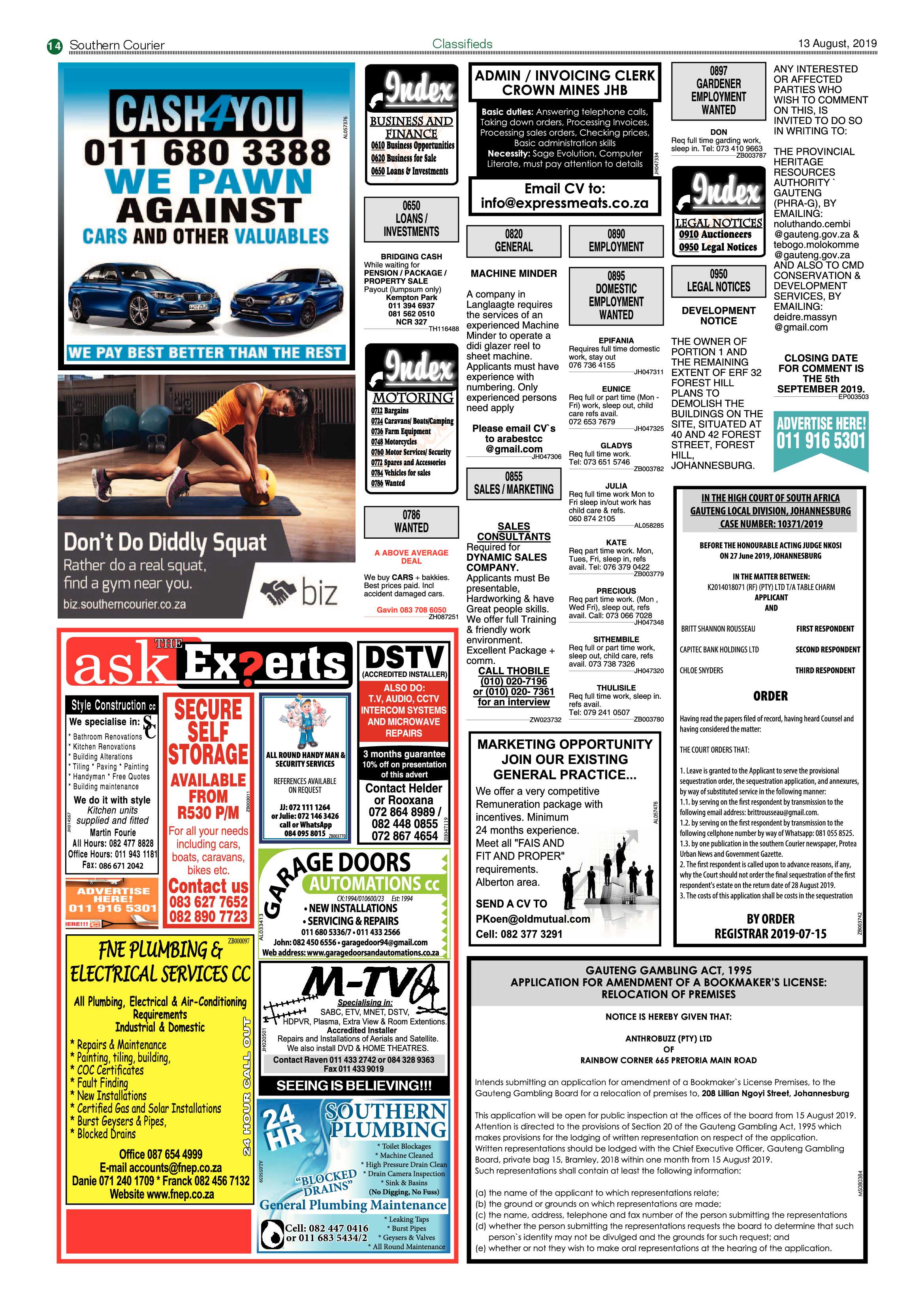 Southern Courier 13 August 2019 page 14