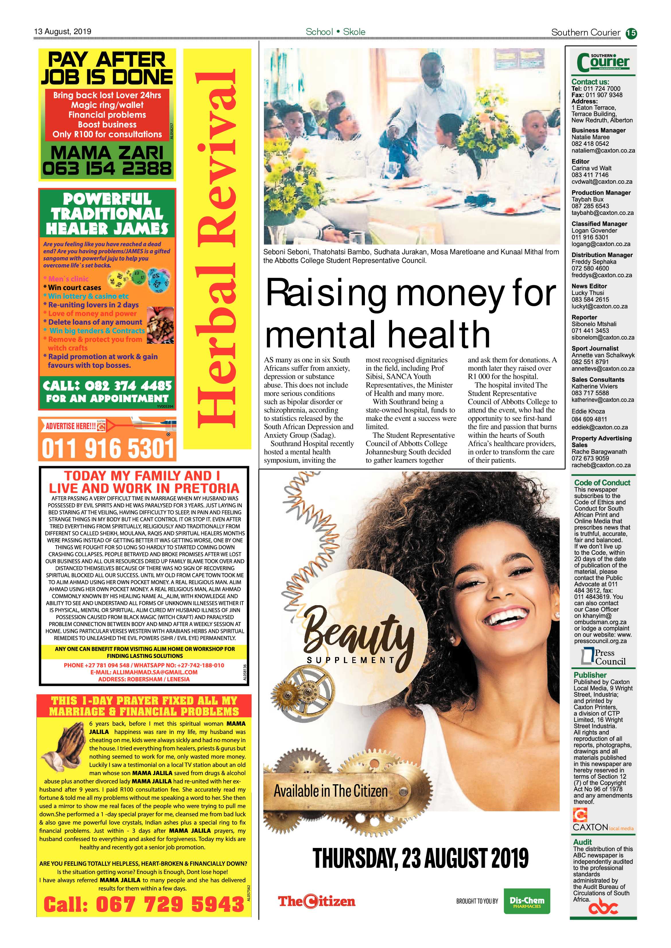 Southern Courier 13 August 2019 page 15