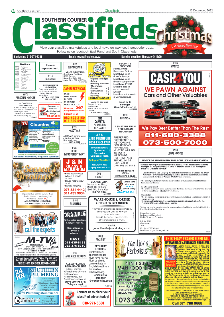 Southern Courier 13 Dec 2022 page 12