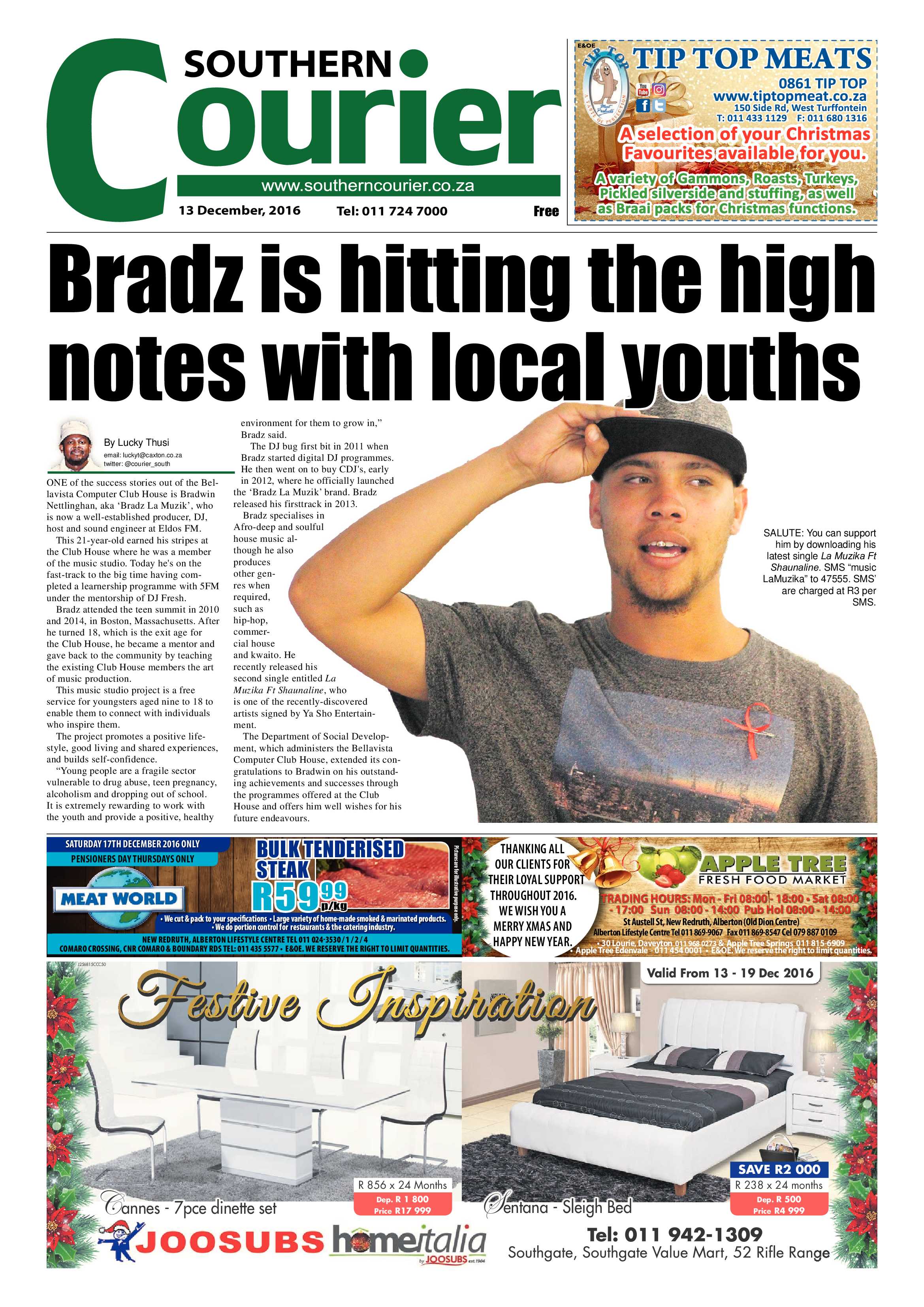Southern Courier 13 December 2016 page 1
