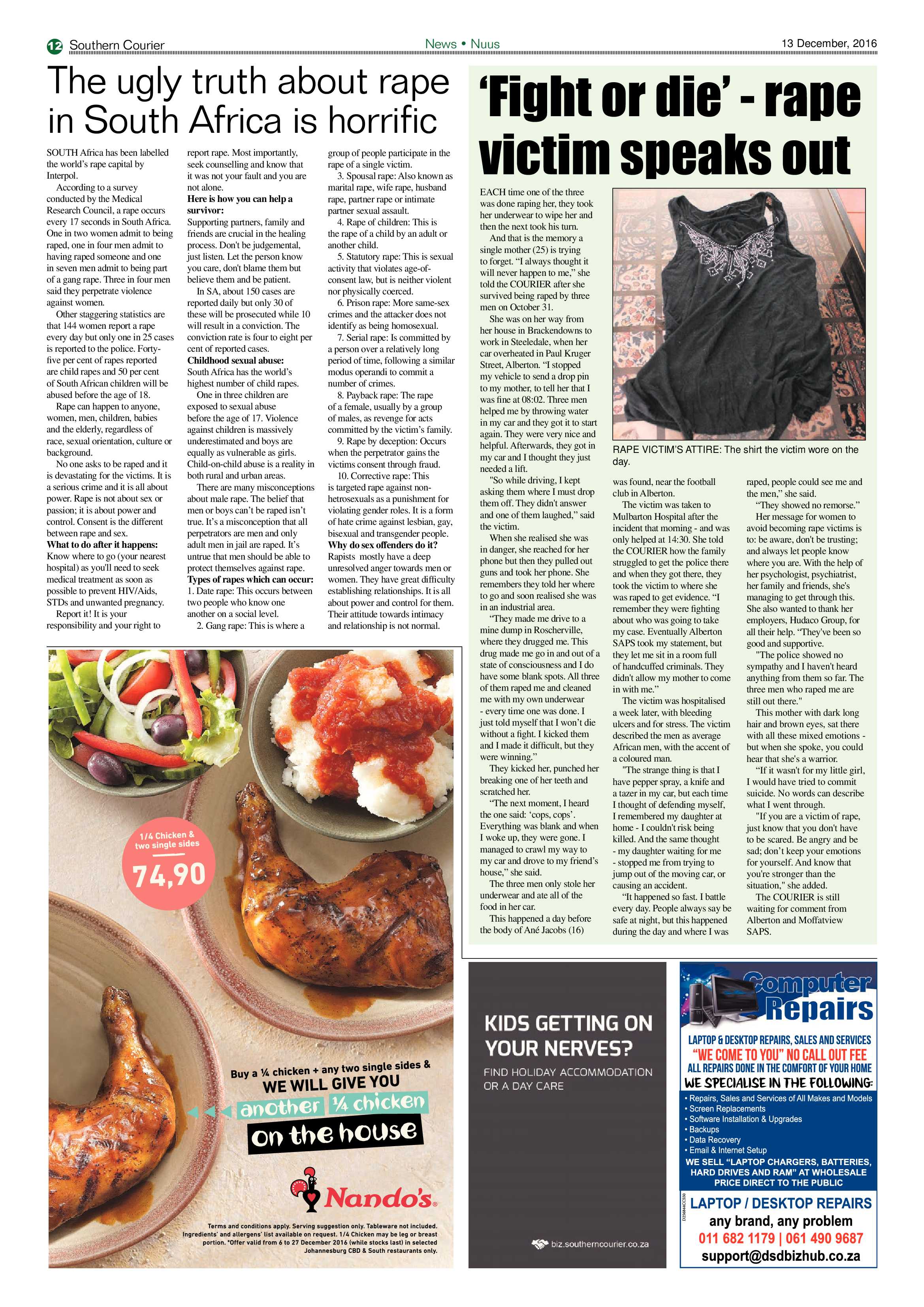 Southern Courier 13 December 2016 page 12