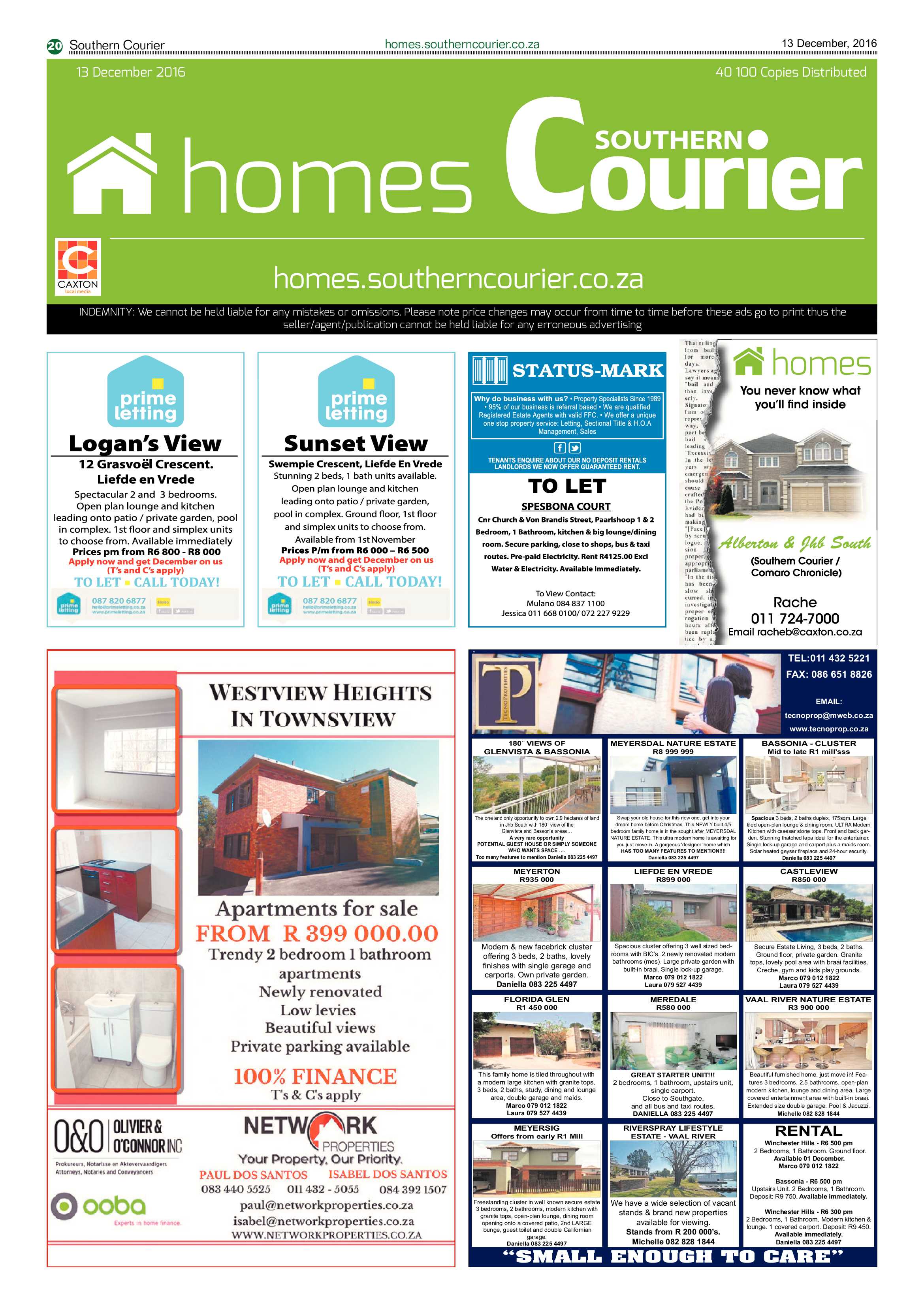 Southern Courier 13 December 2016 page 20