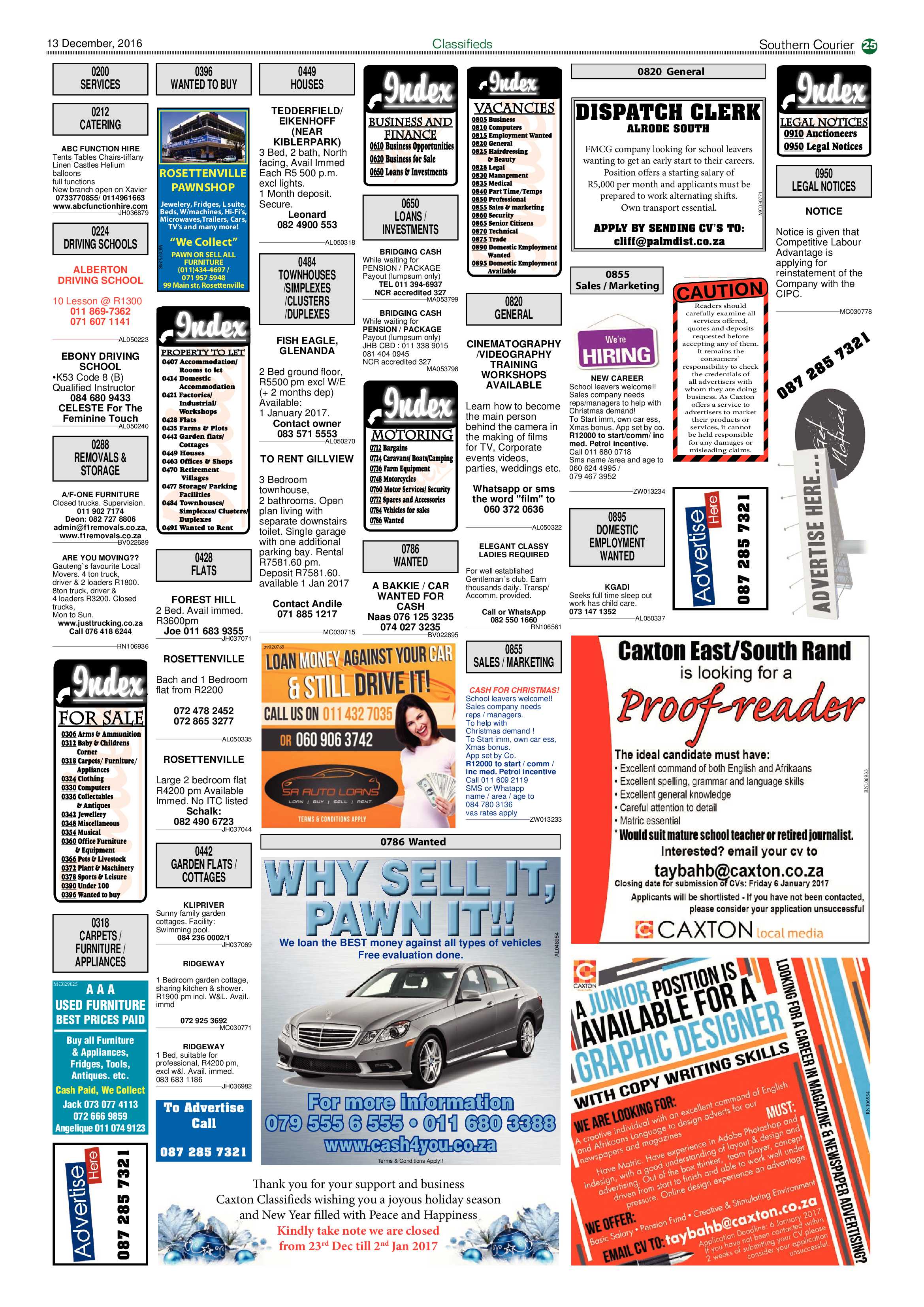 Southern Courier 13 December 2016 page 25