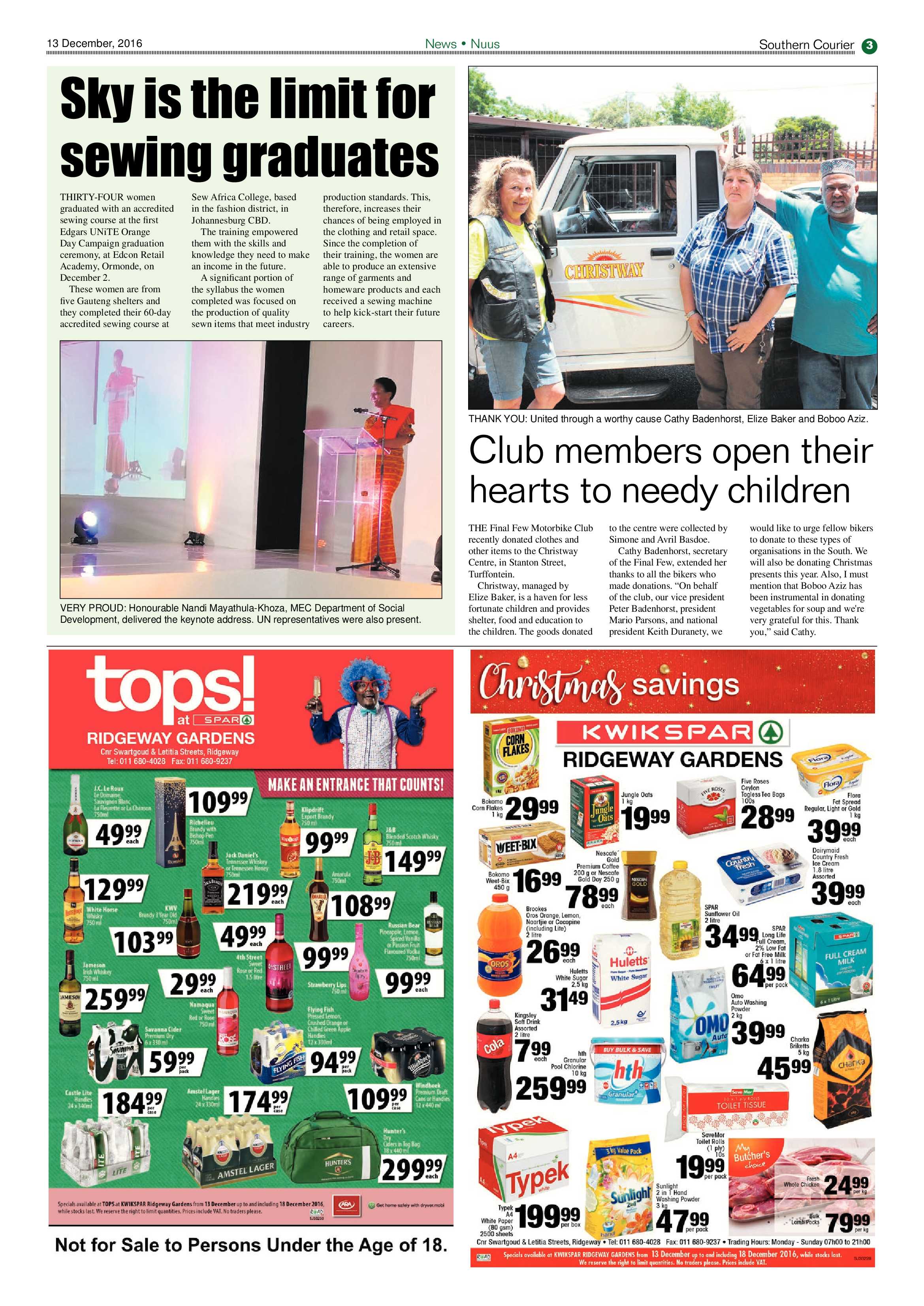 Southern Courier 13 December 2016 page 3