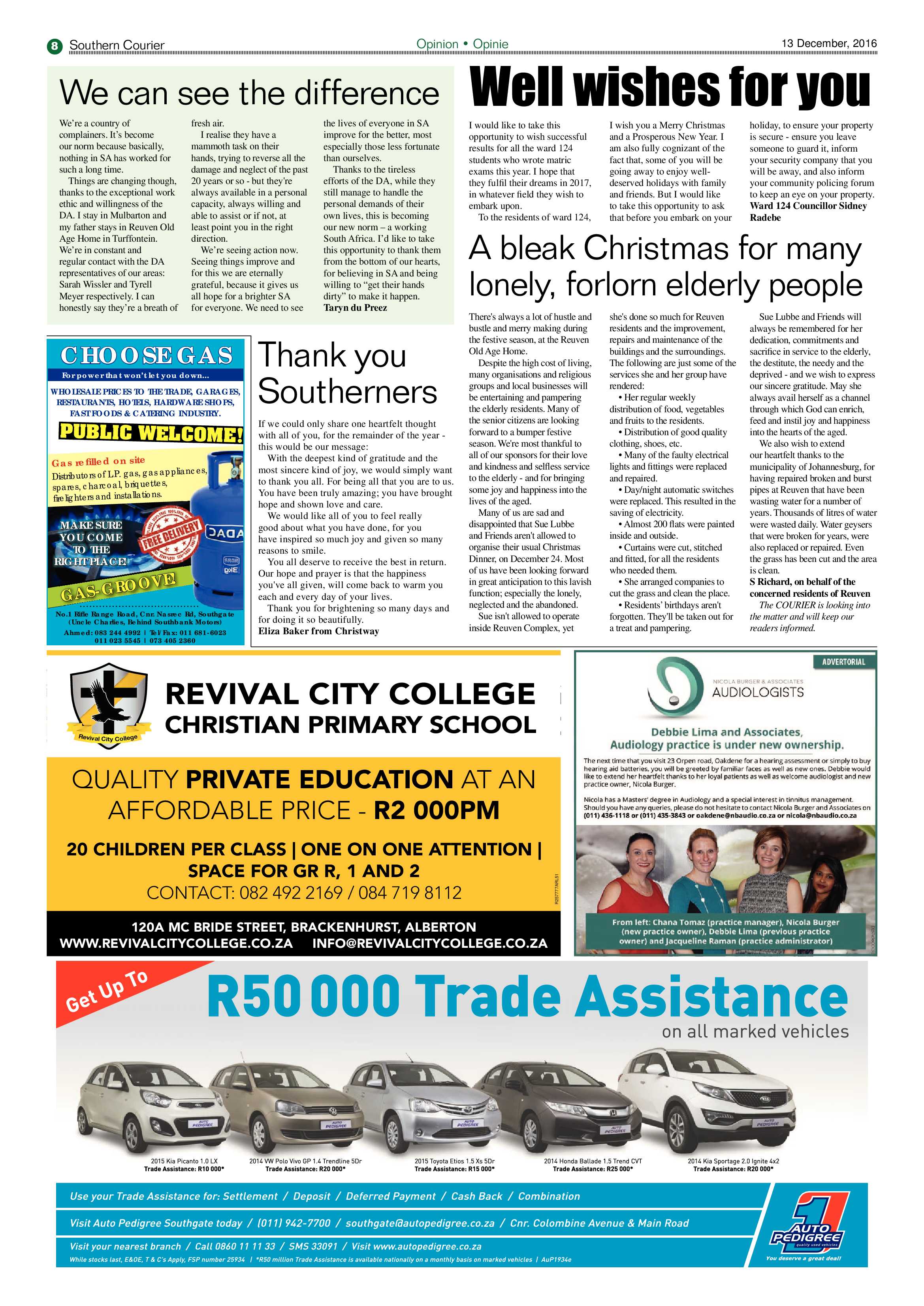 Southern Courier 13 December 2016 page 8