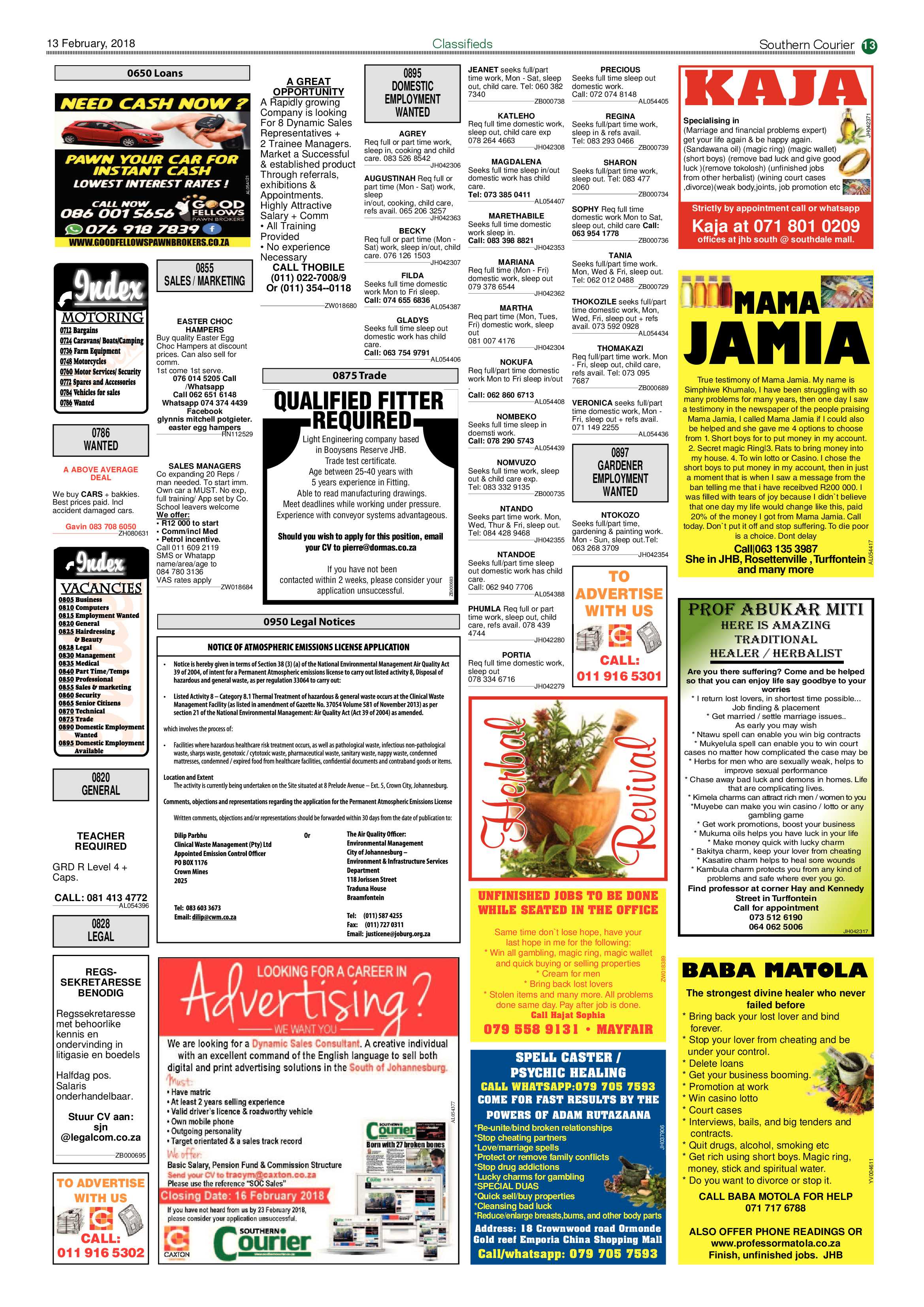 Southern Courier 13 February 2018 page 13