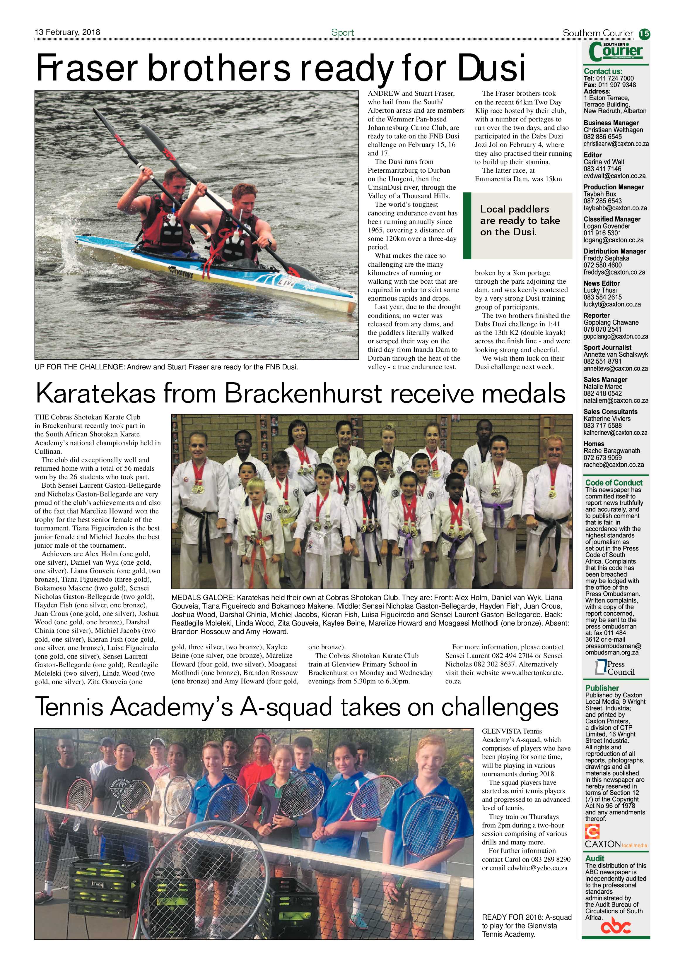 Southern Courier 13 February 2018 page 15