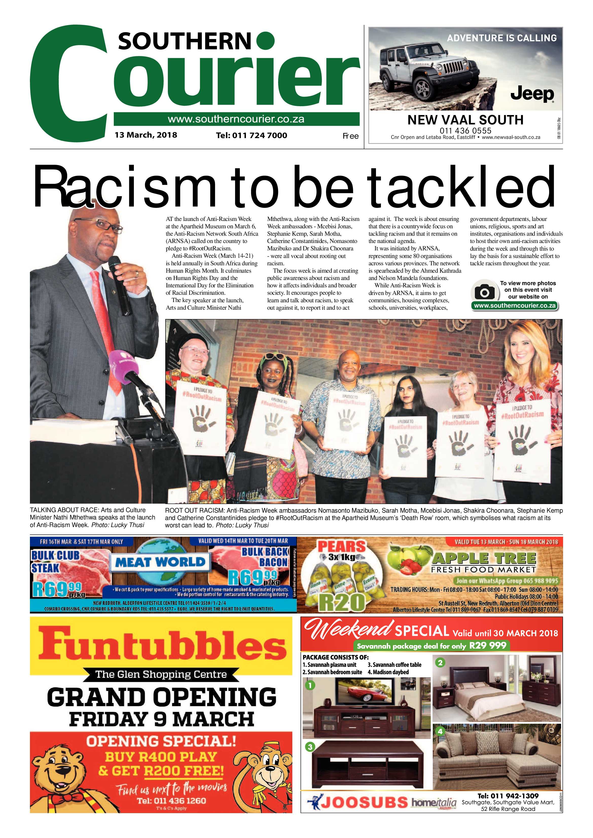 Southern Courier 13 March 2018 page 1