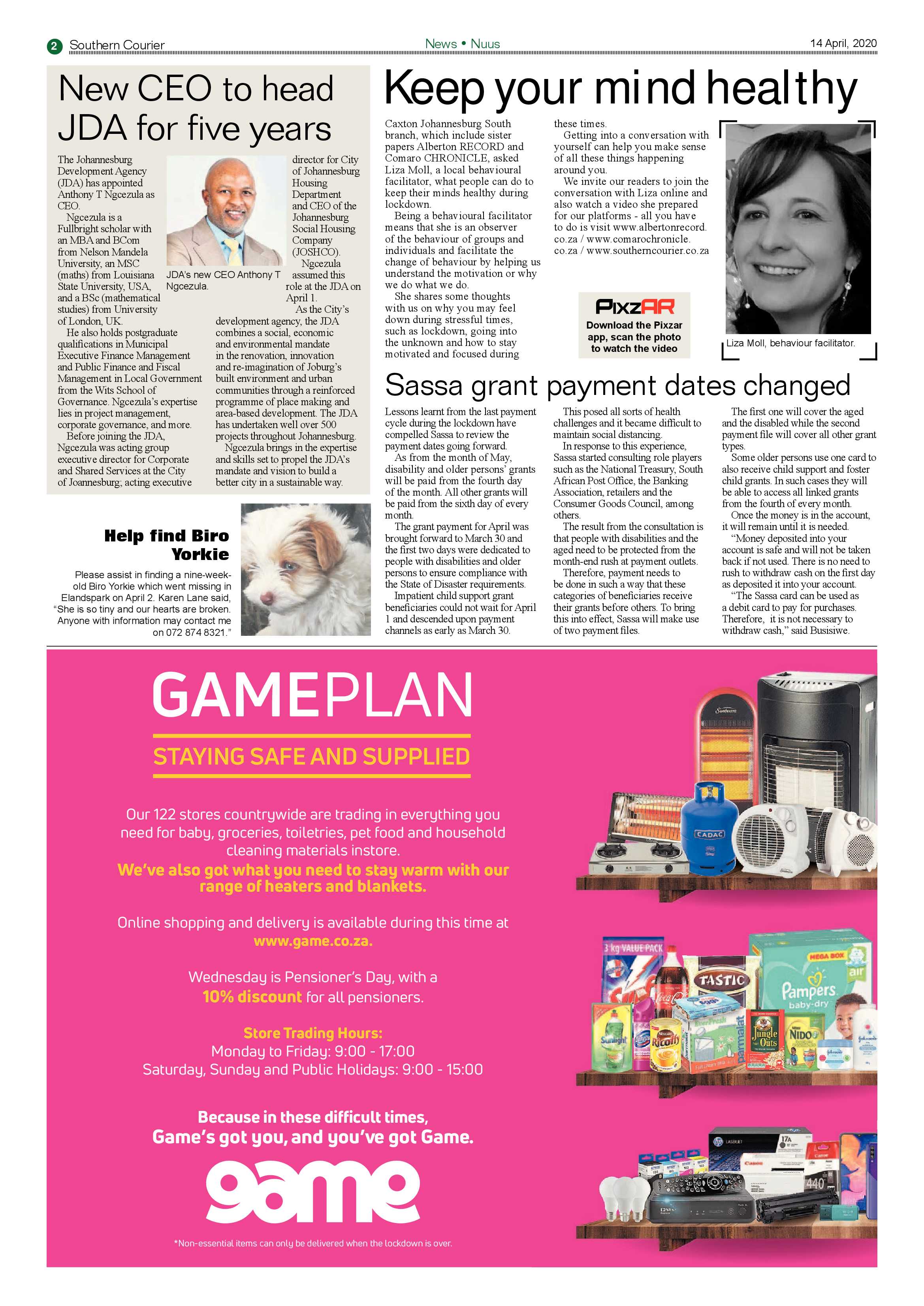 Southern Courier 14 April 2020 page 2