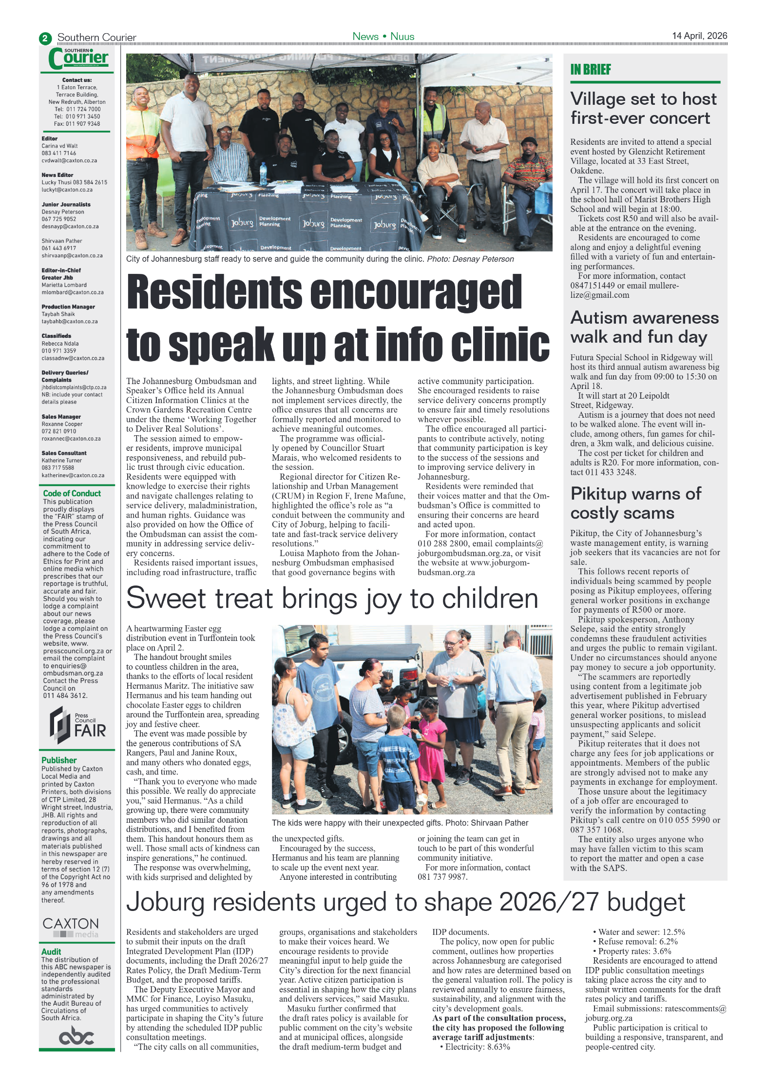 Southern Courier 14 April 2026 page 2