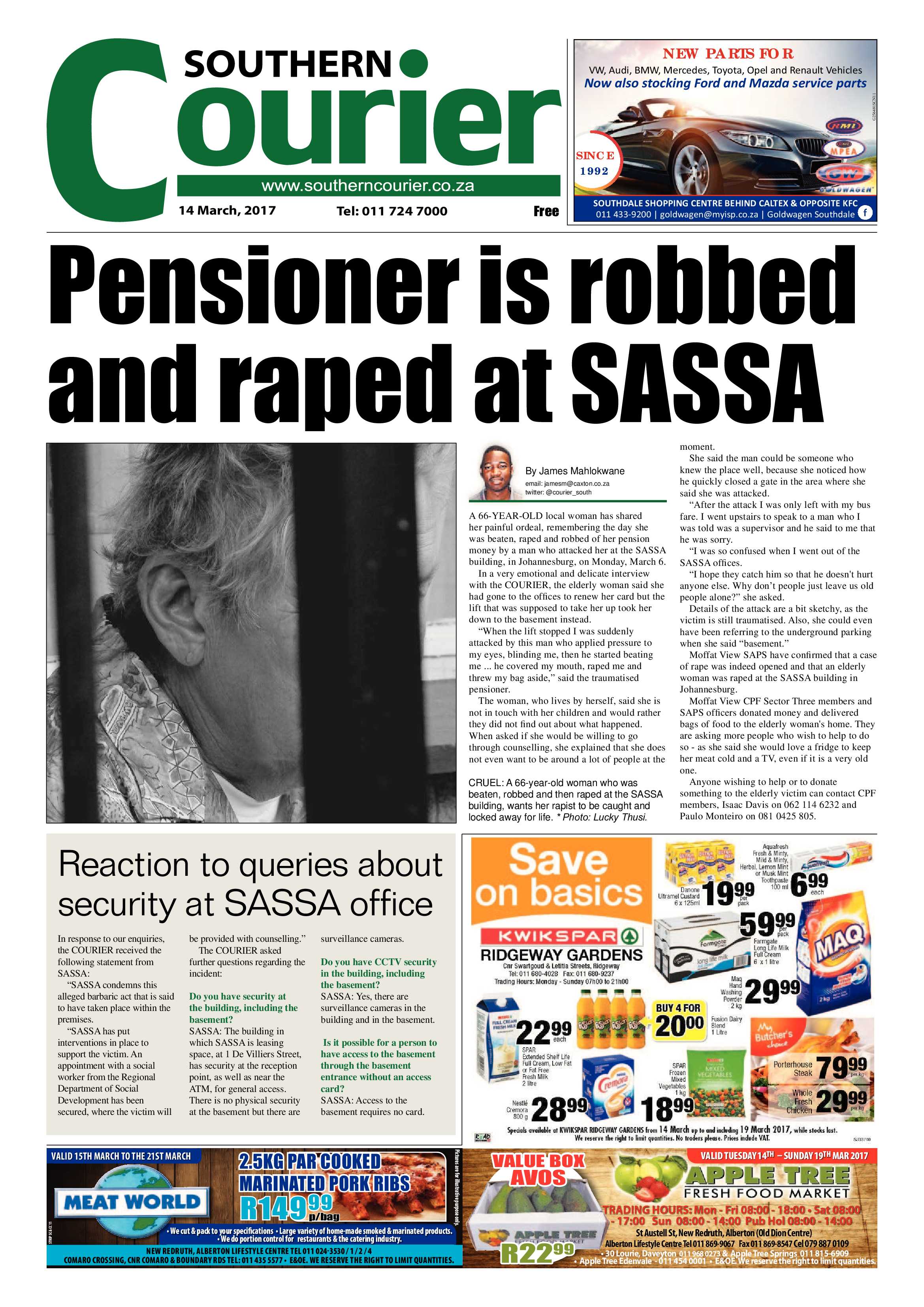 Southern Courier 14 March 2017 page 1