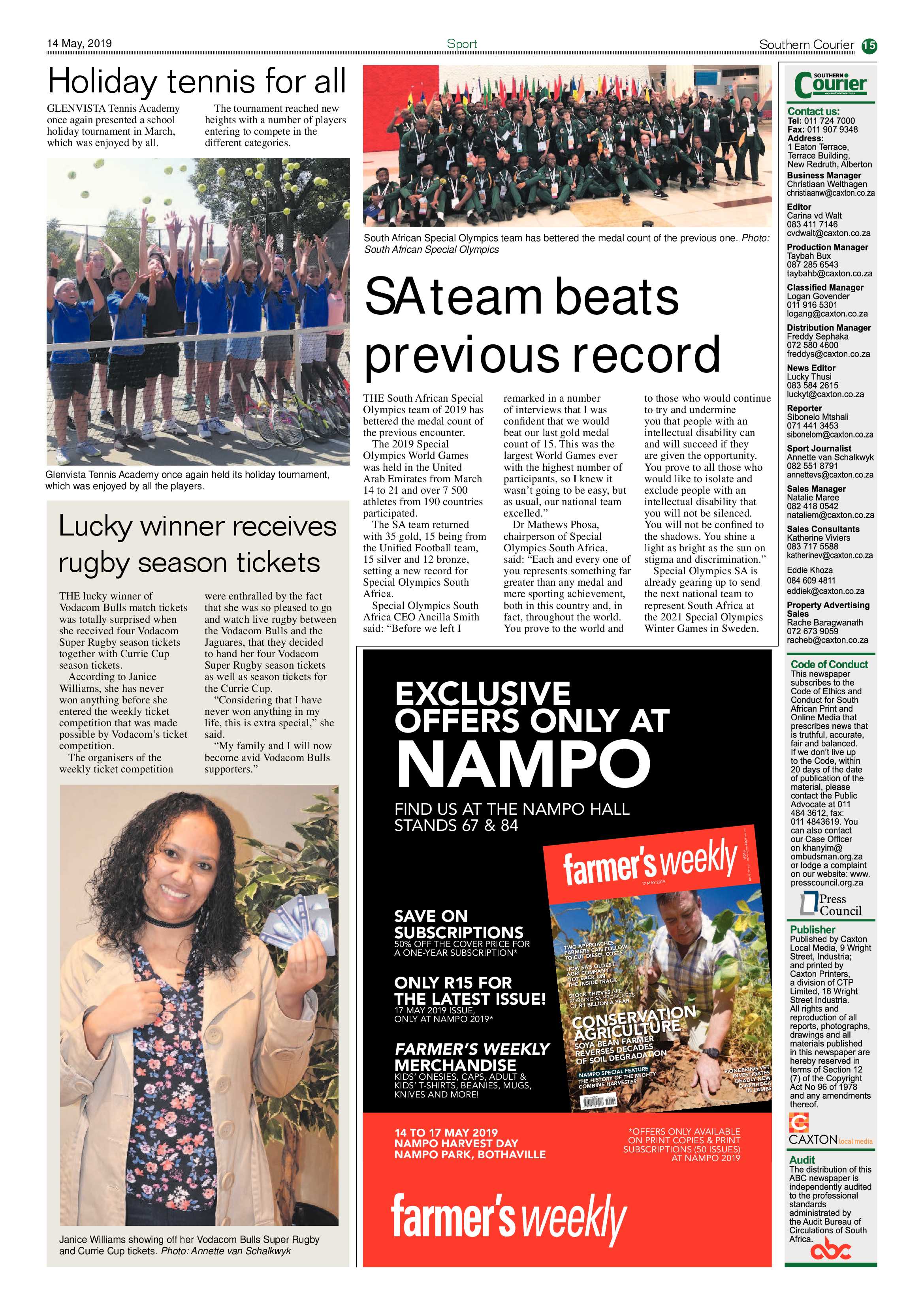 Southern Courier 14 May 2019 page 15