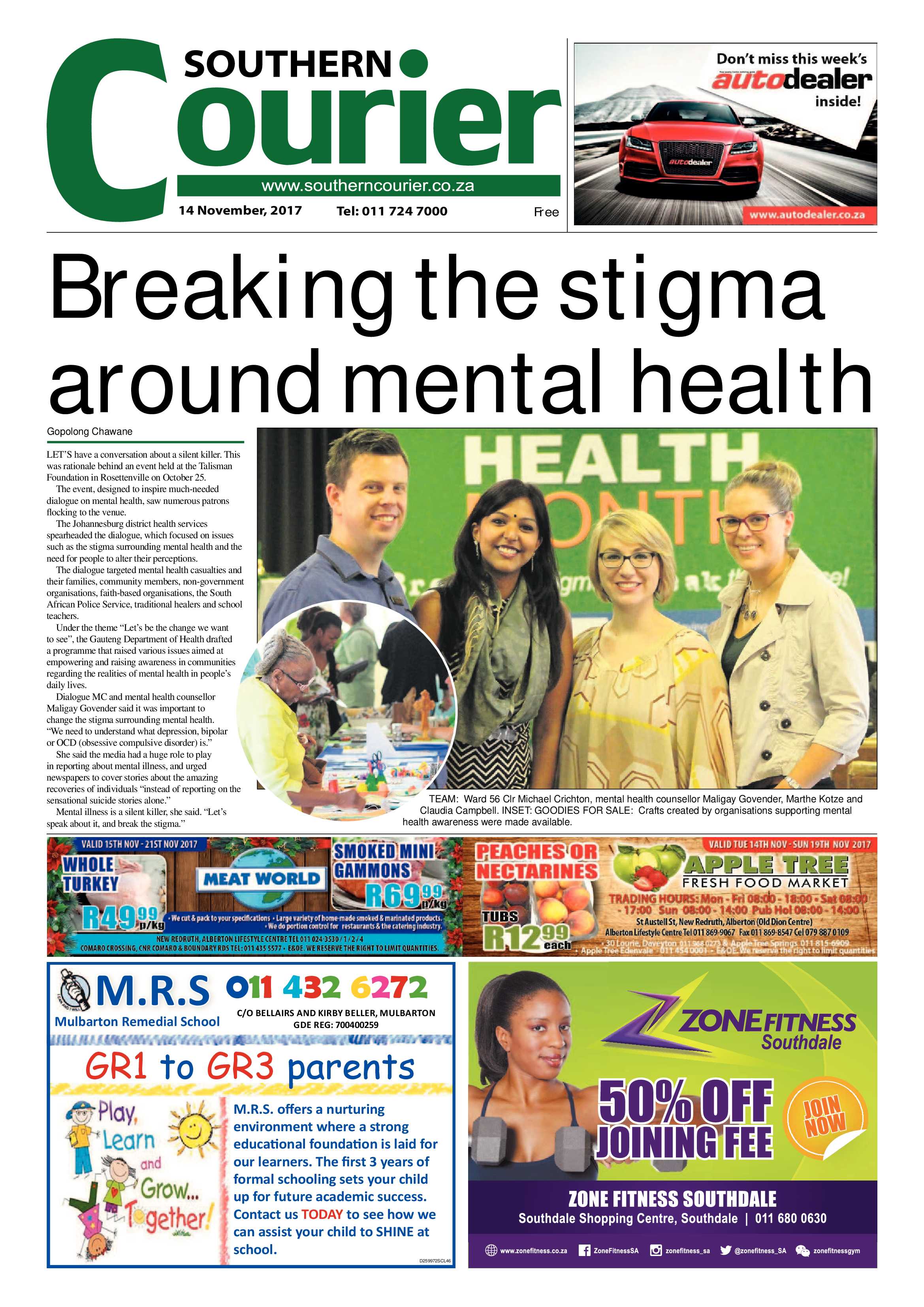 Southern Courier 14 November 2017 page 1