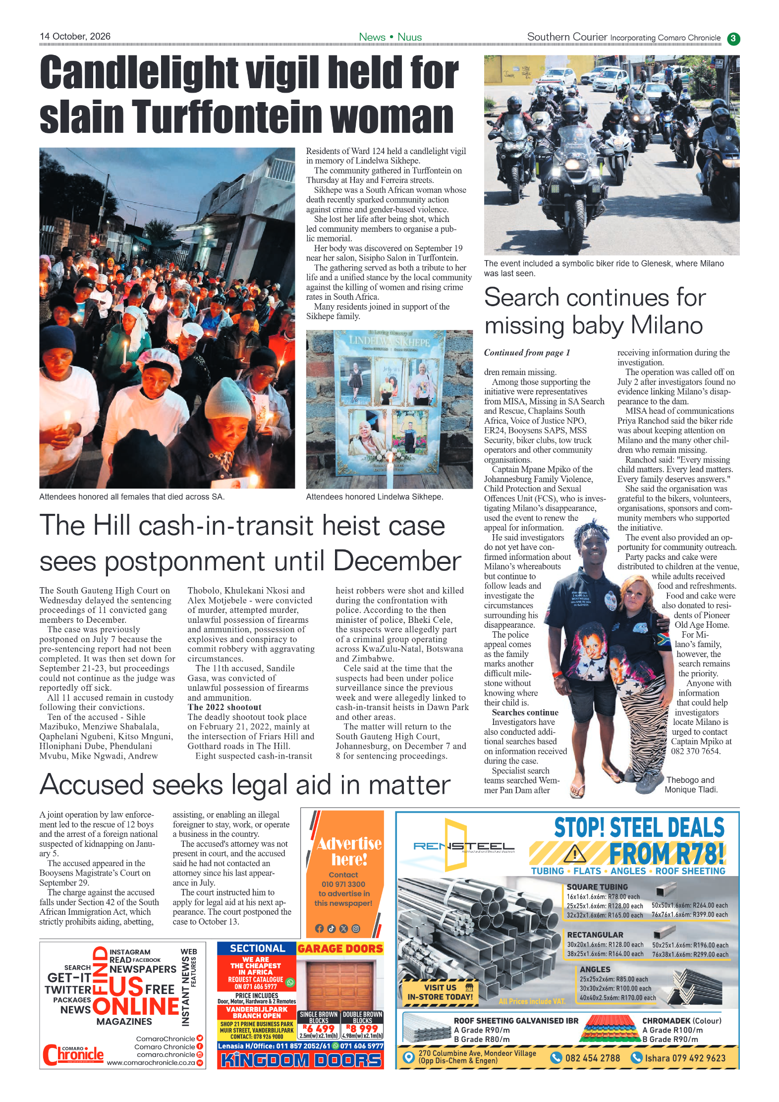 Southern Courier 14 October 2026 page 3