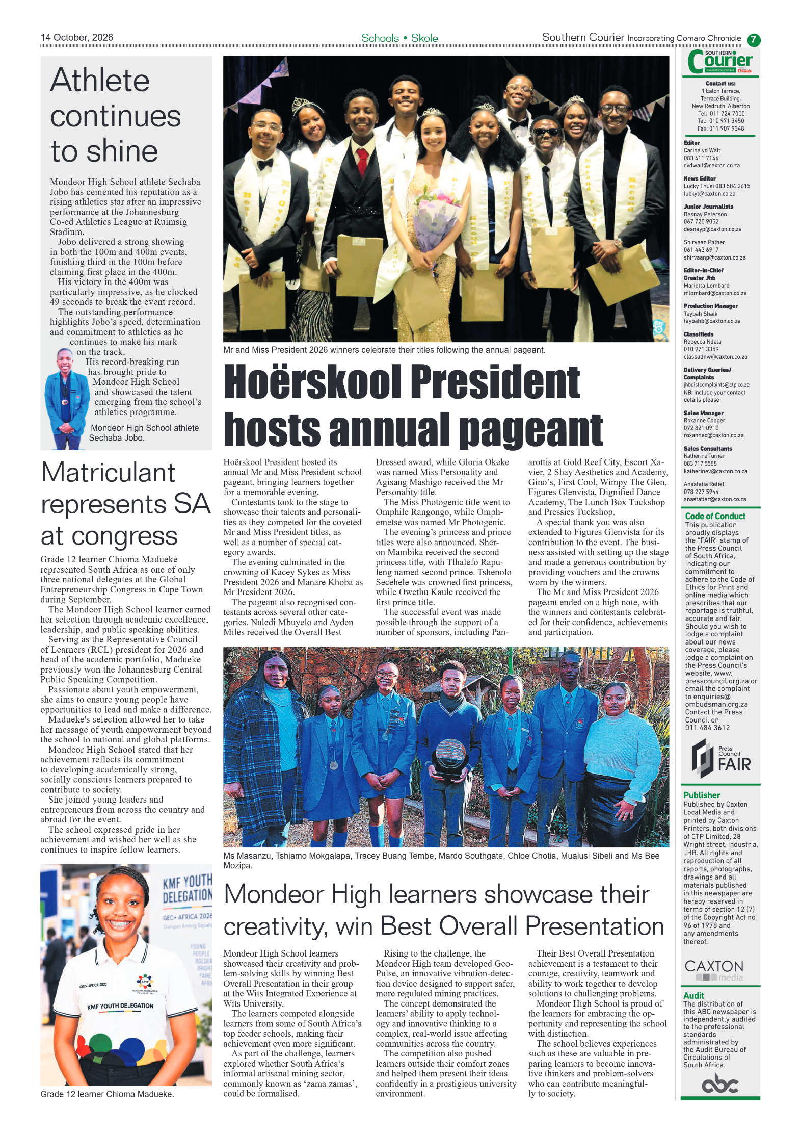 Southern Courier 14 October 2026 page 7