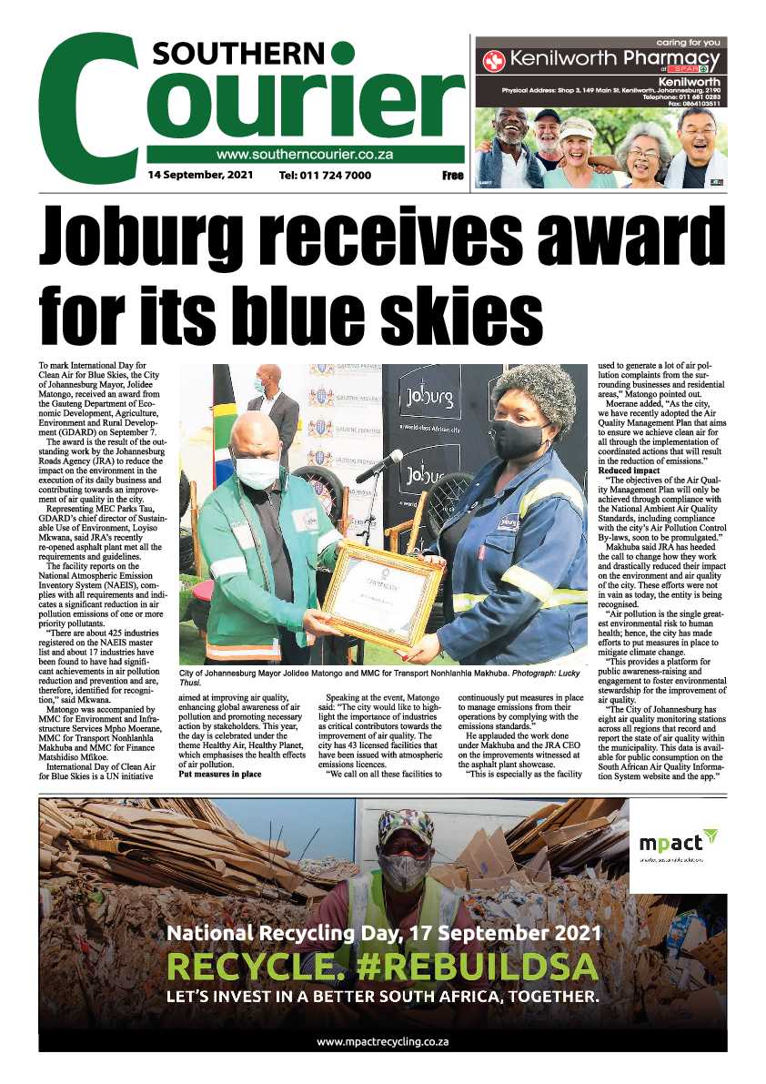 Southern Courier 14 September 2021 page 1