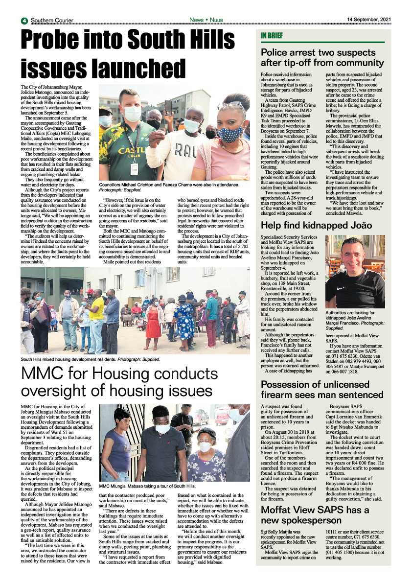 Southern Courier 14 September 2021 page 4