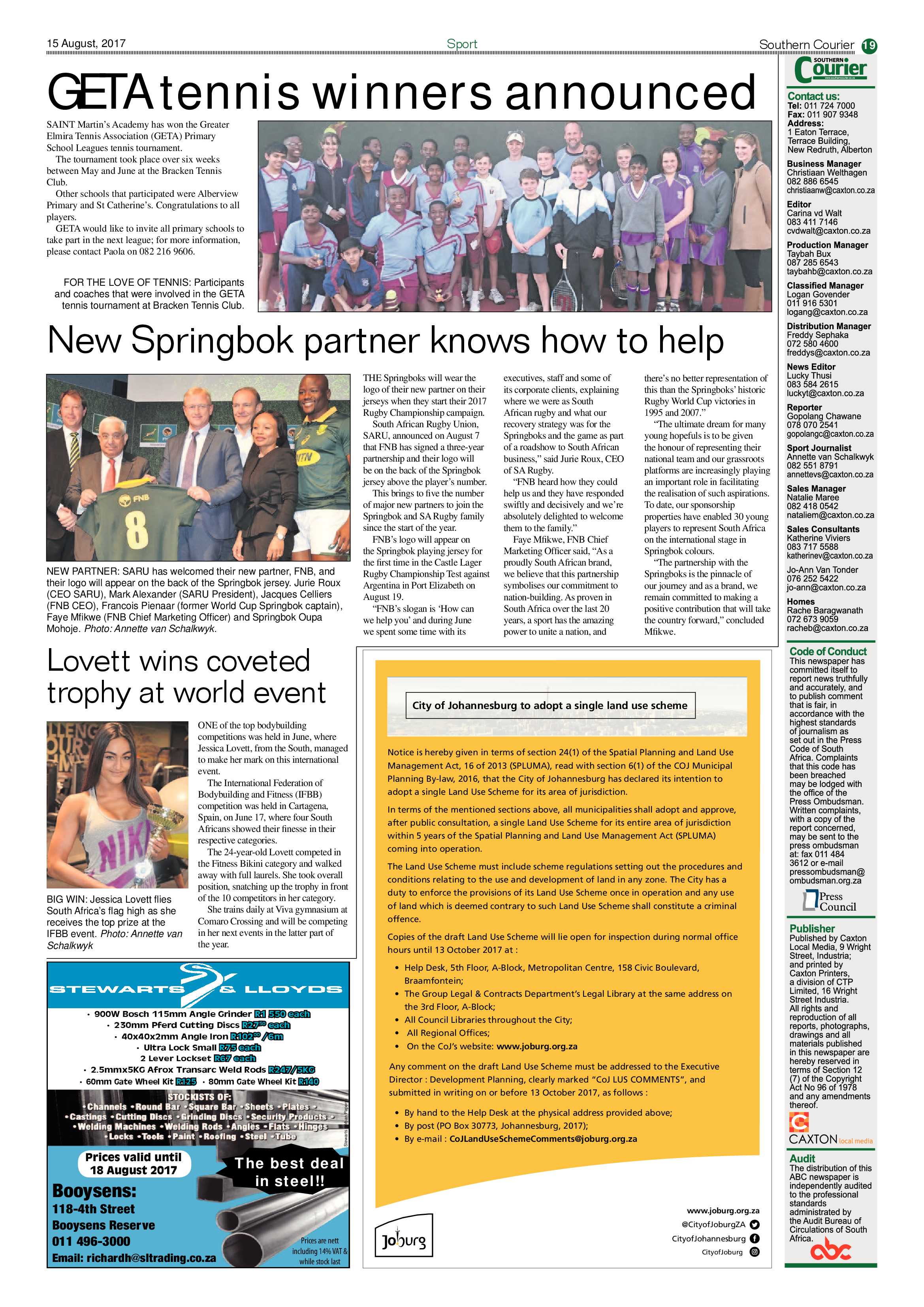 Southern Courier 15 August 2017 page 19