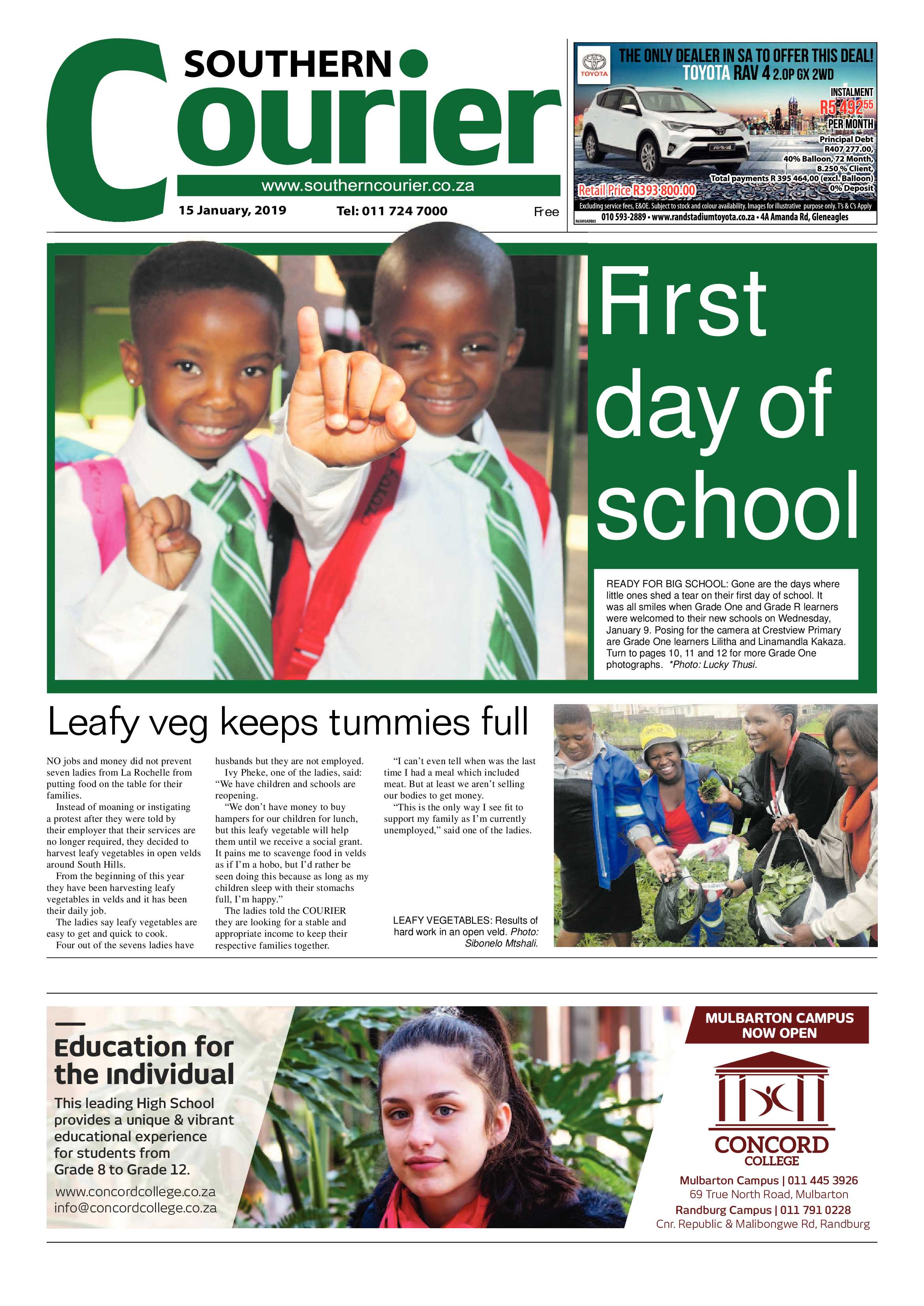 Southern Courier 15 January 2019 page 1