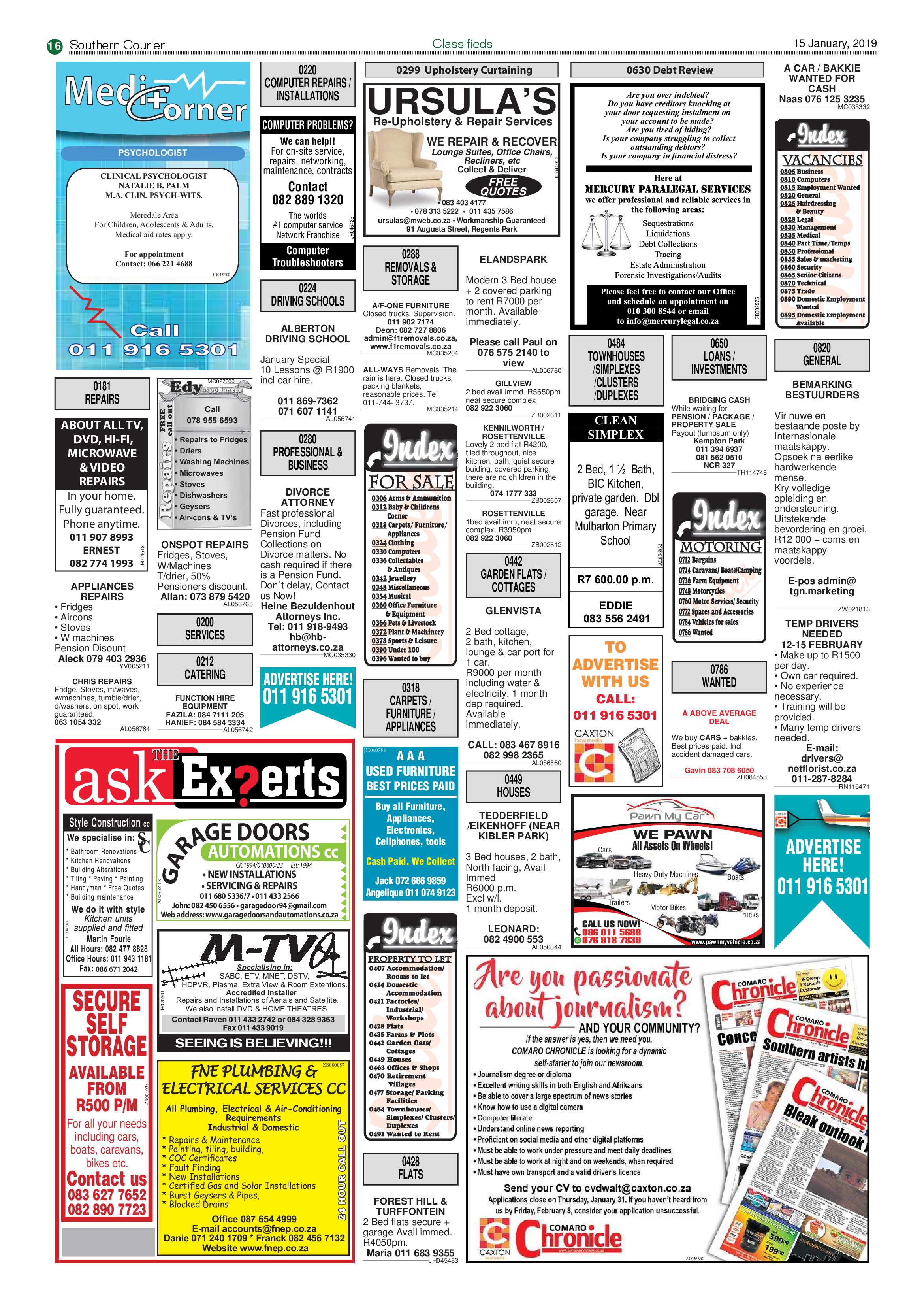 Southern Courier 15 January 2019 page 16