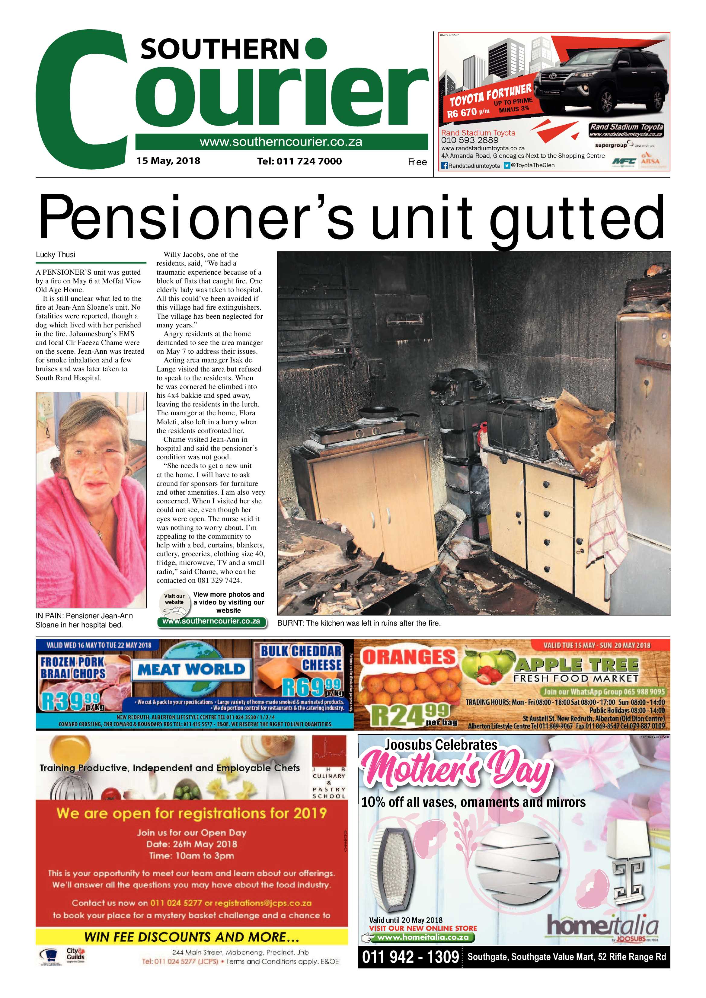 Southern Courier 15 May 2018 page 1