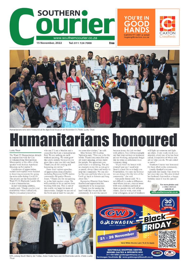 Southern Courier 15 Nov 2022 page 1