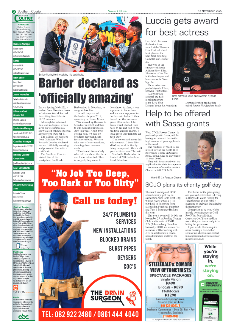 Southern Courier 15 Nov 2022 page 2
