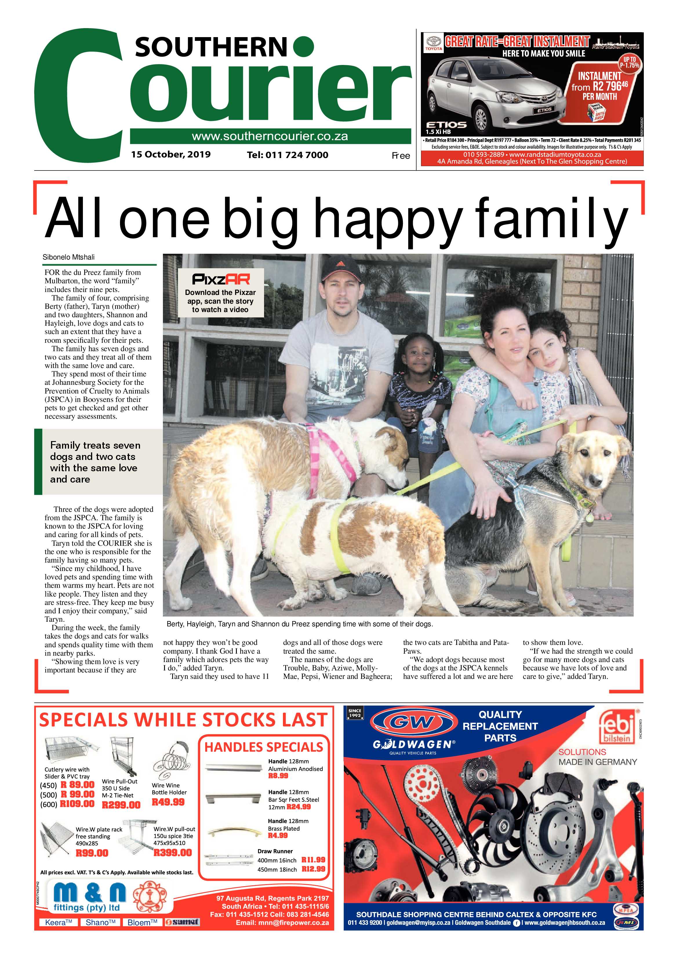 Southern Courier 15 October 2019 page 1