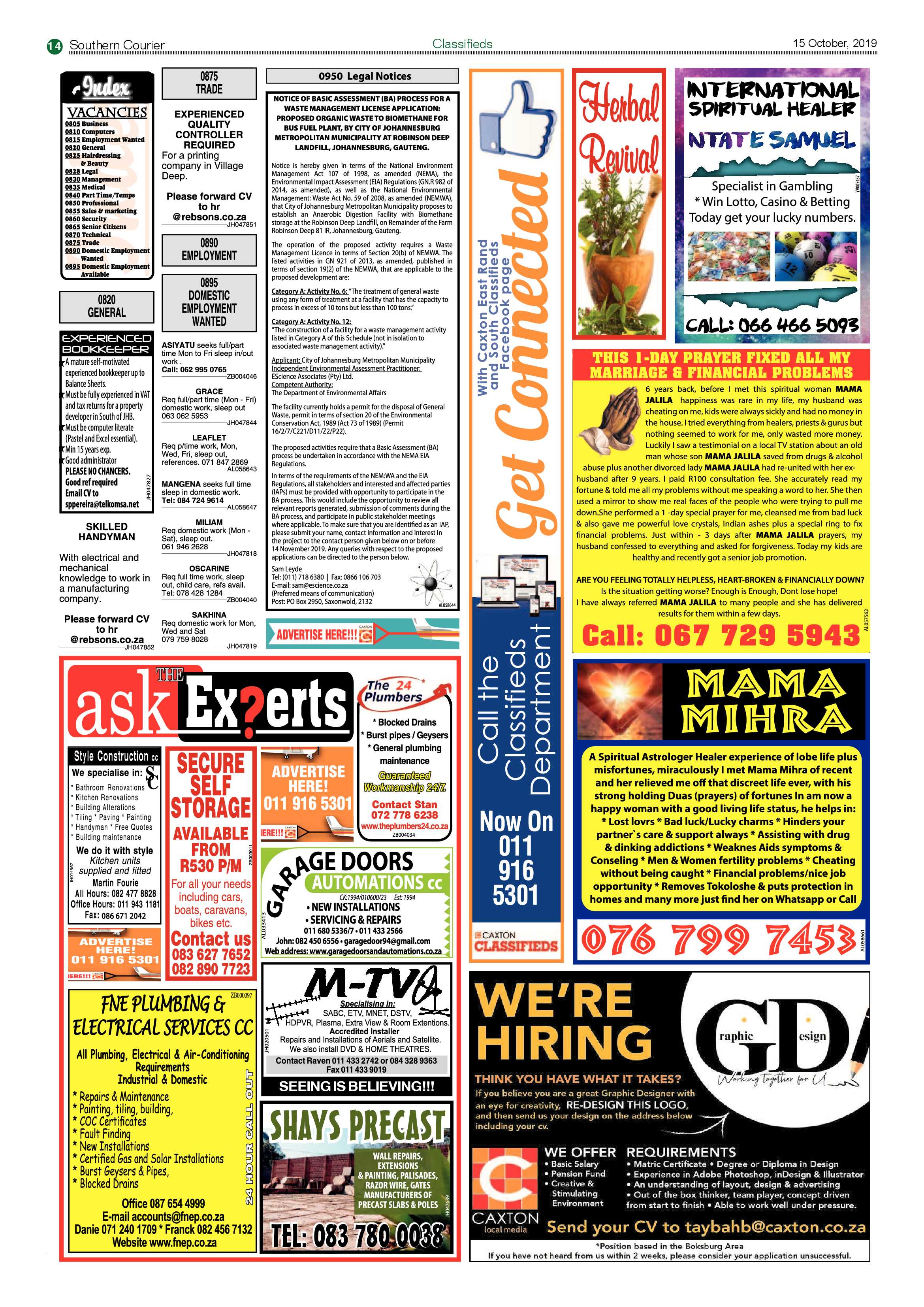 Southern Courier 15 October 2019 page 14