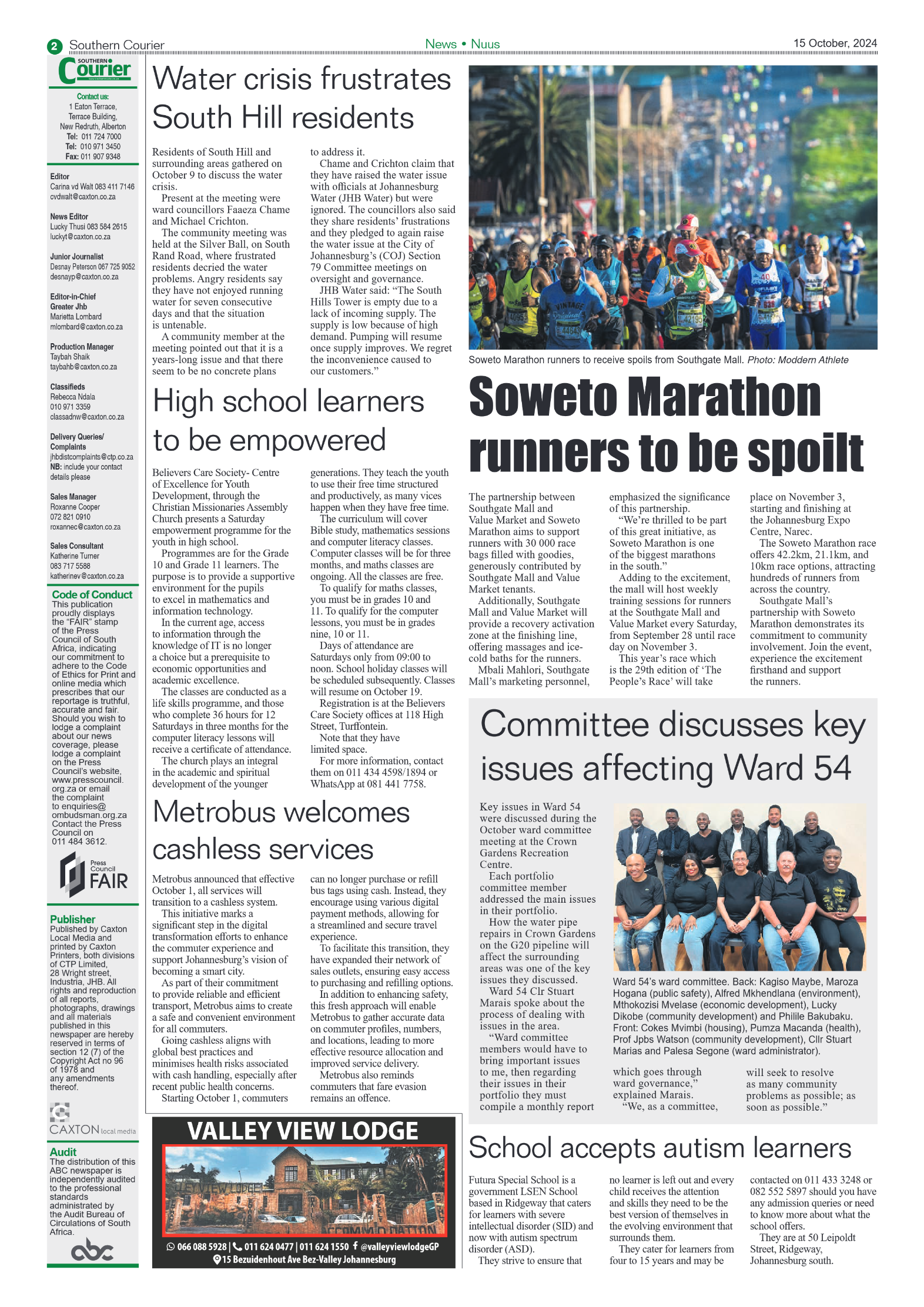 Southern Courier 15 October 2024 page 2