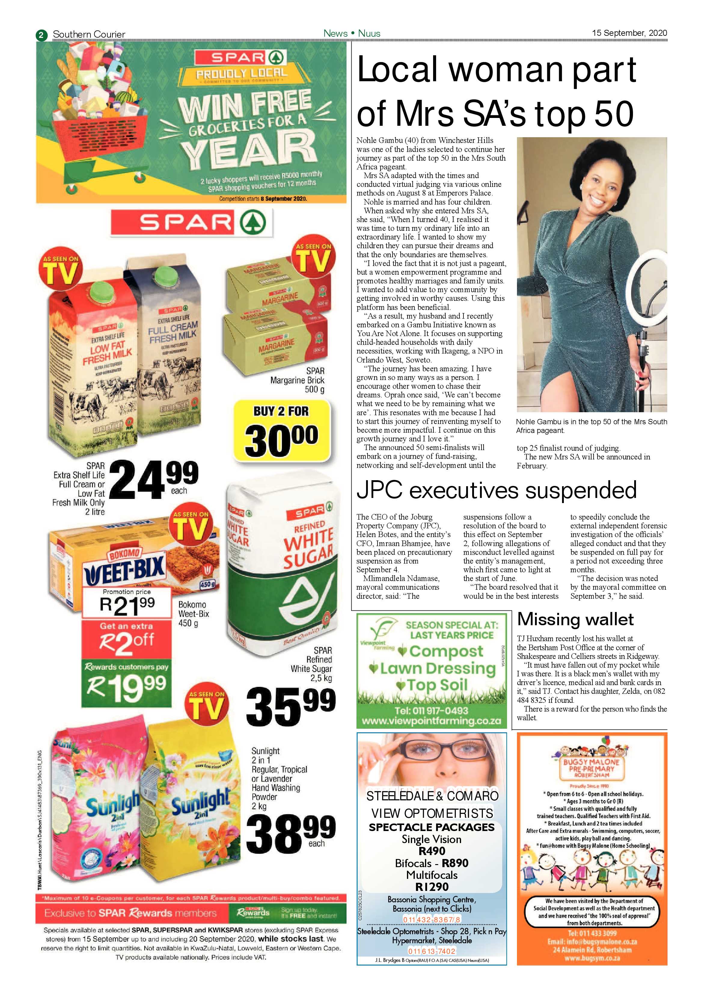 Southern Courier 15 September 2020 page 2