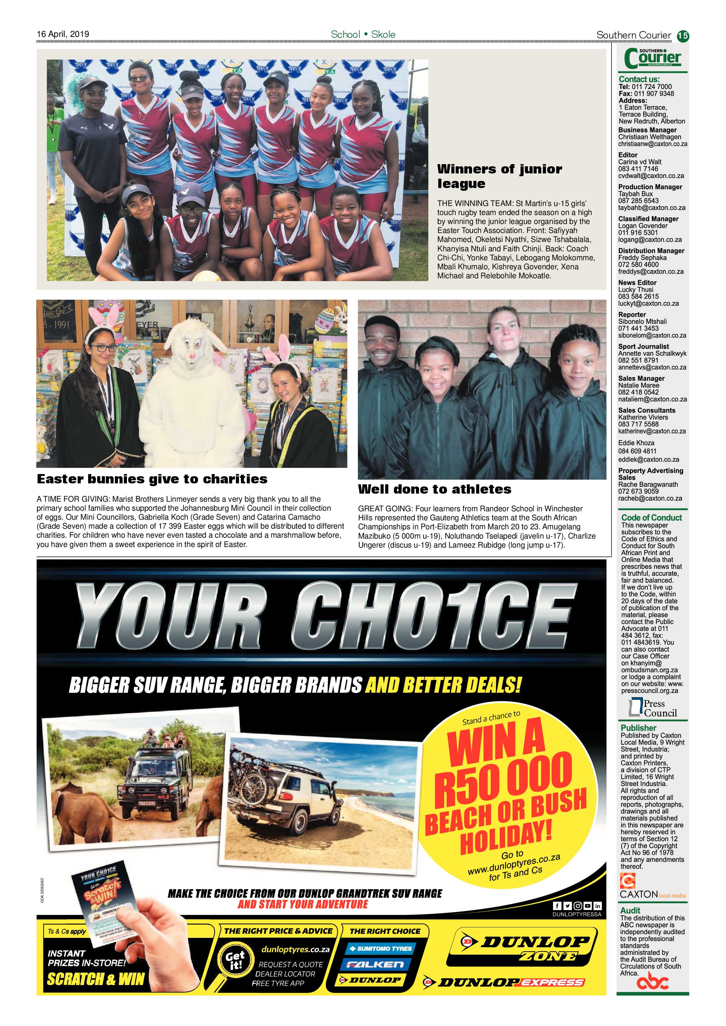 Southern Courier 16 April 2019 page 15