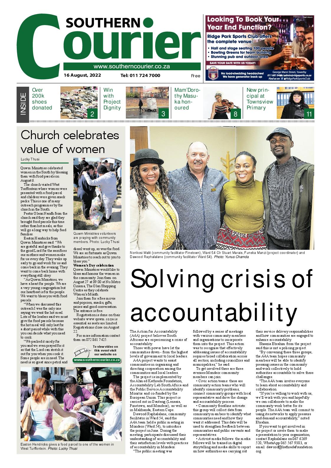 Southern Courier 16 Aug 2022 page 1