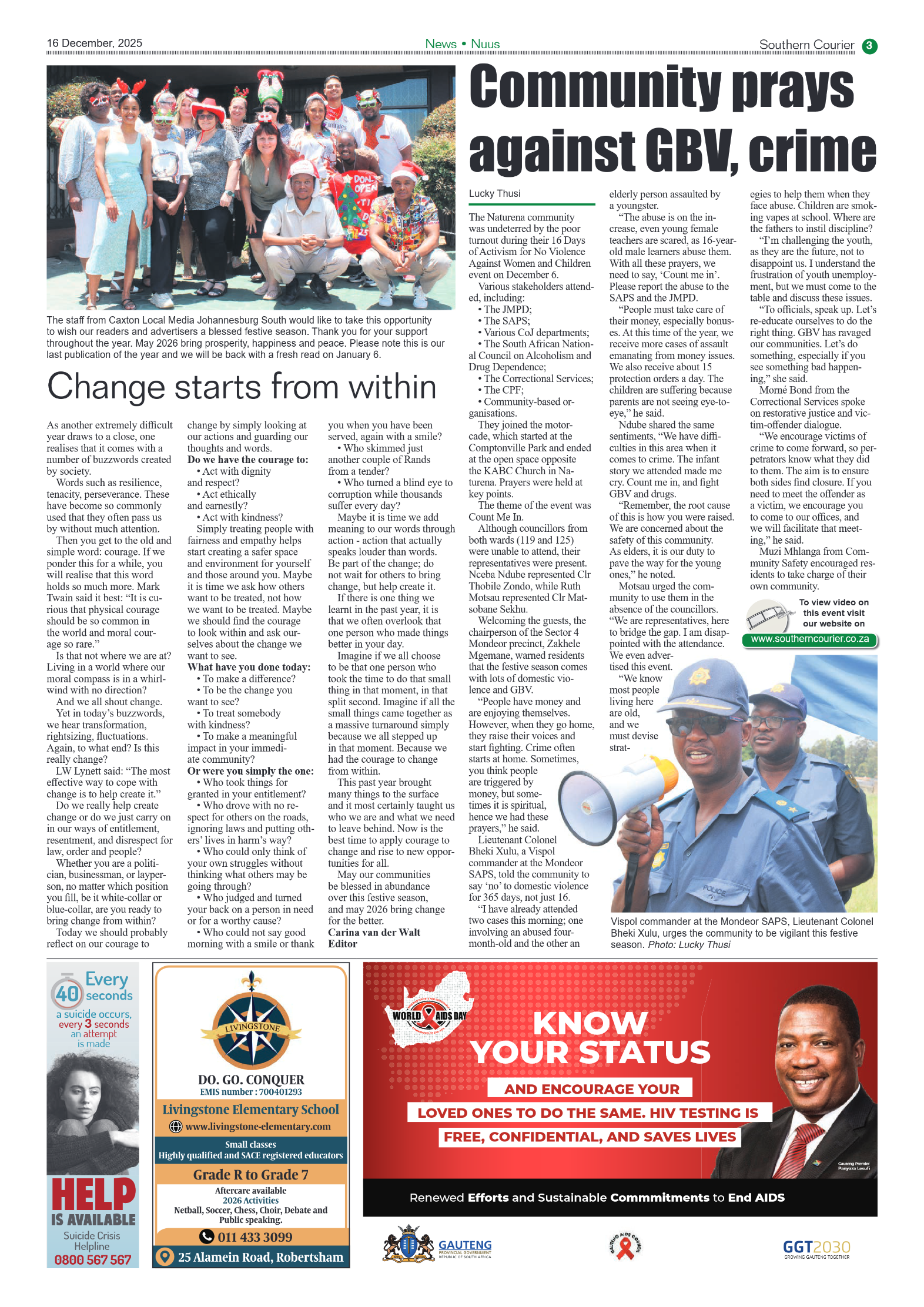 Southern Courier 16 December 2025 page 3