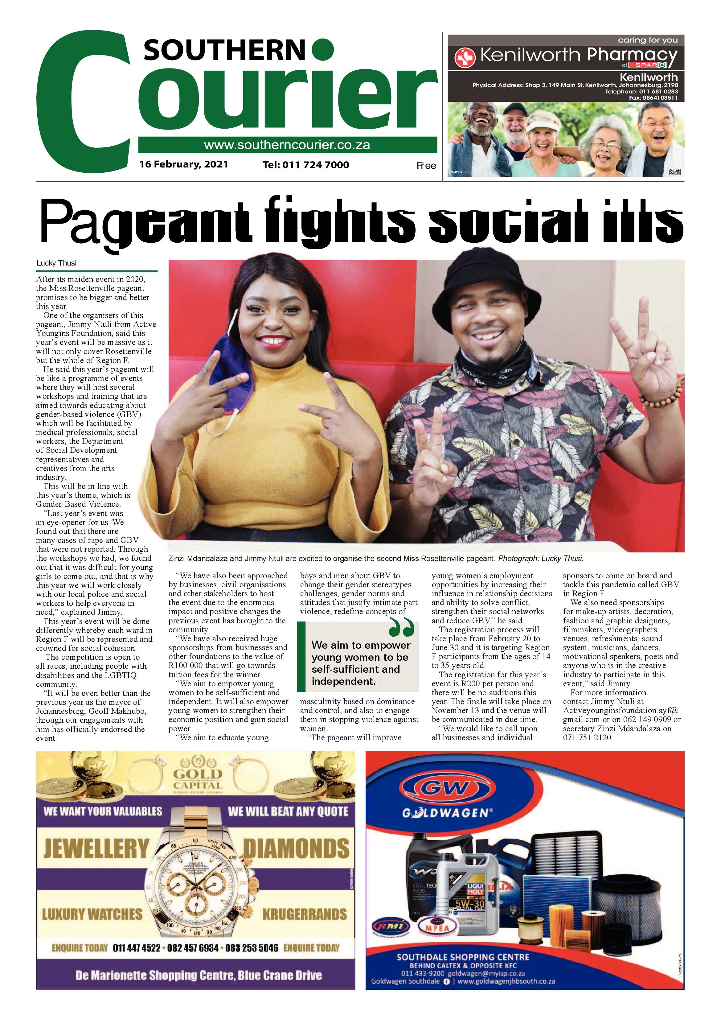 Southern Courier 16 February 2021 page 1