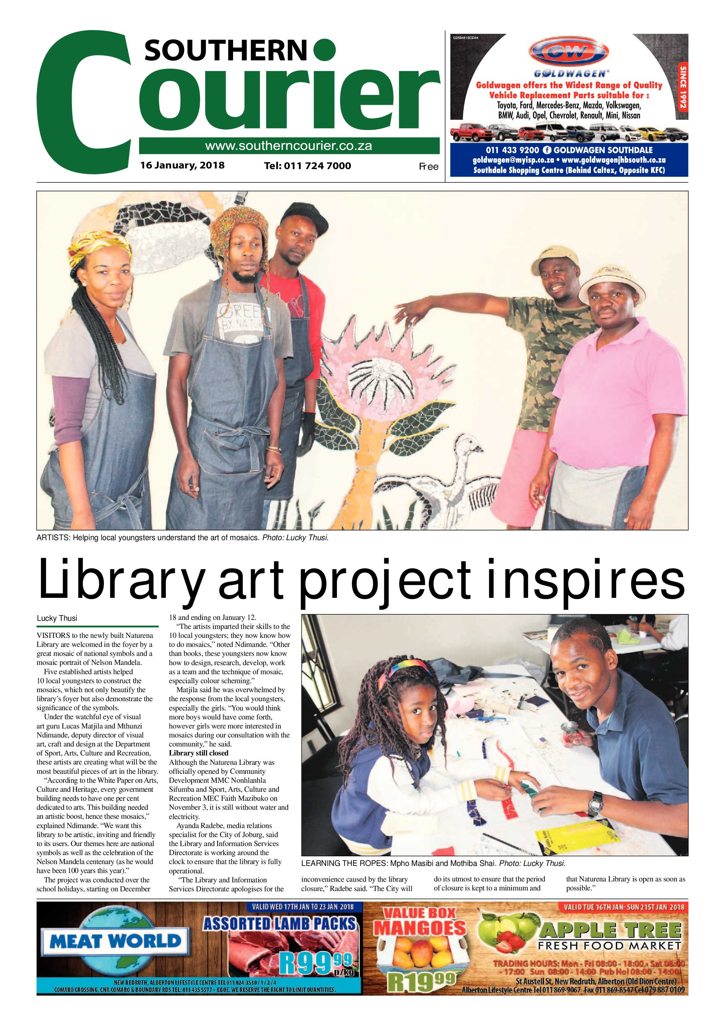 Southern Courier 16 January 2018 page 1